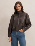 Julia Faux Leather Funnel Neck Jacket