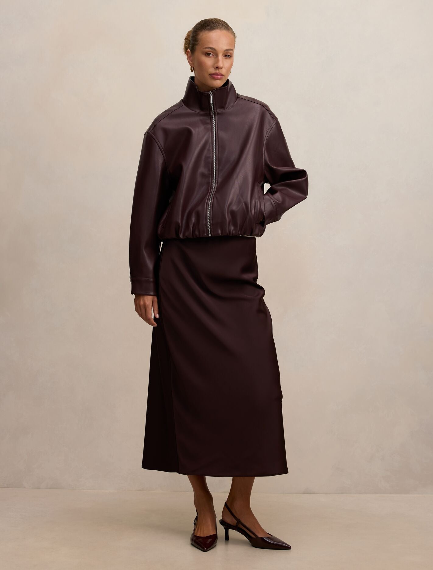 Julia Faux Leather Funnel Neck Jacket
