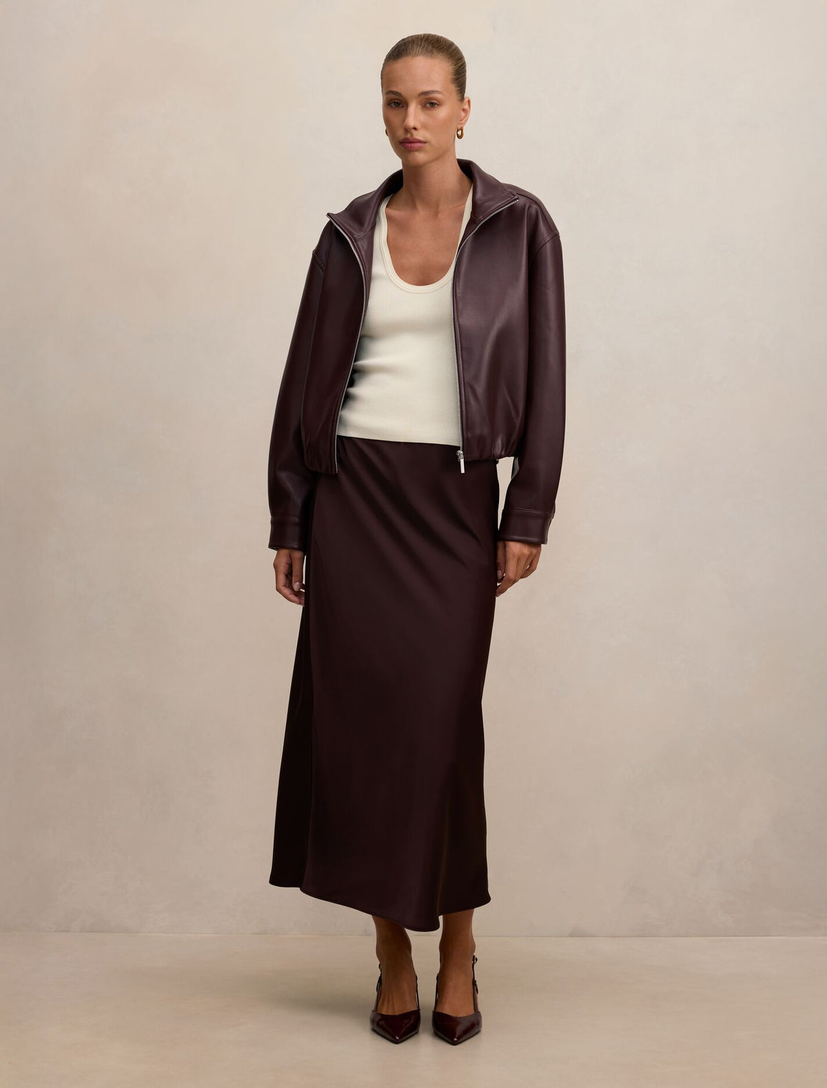 Julia Faux Leather Funnel Neck Jacket