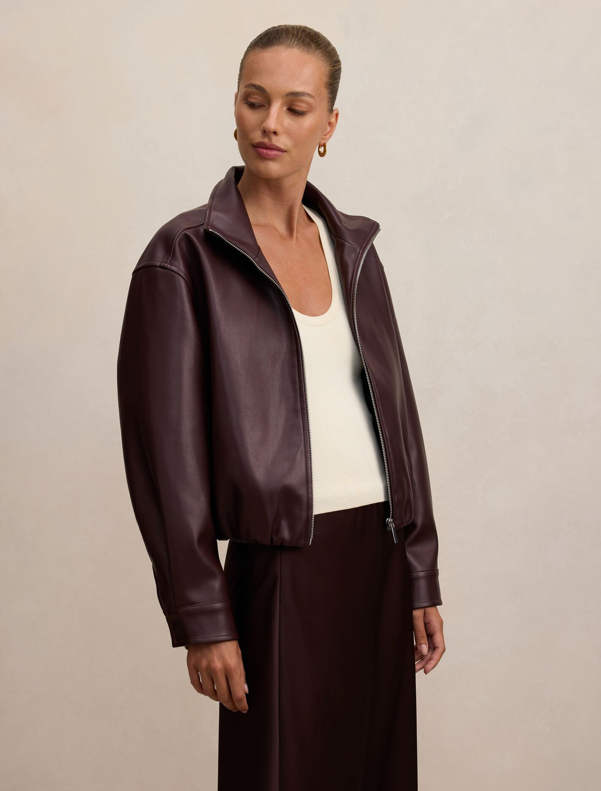 Julia Faux Leather Funnel Neck Jacket