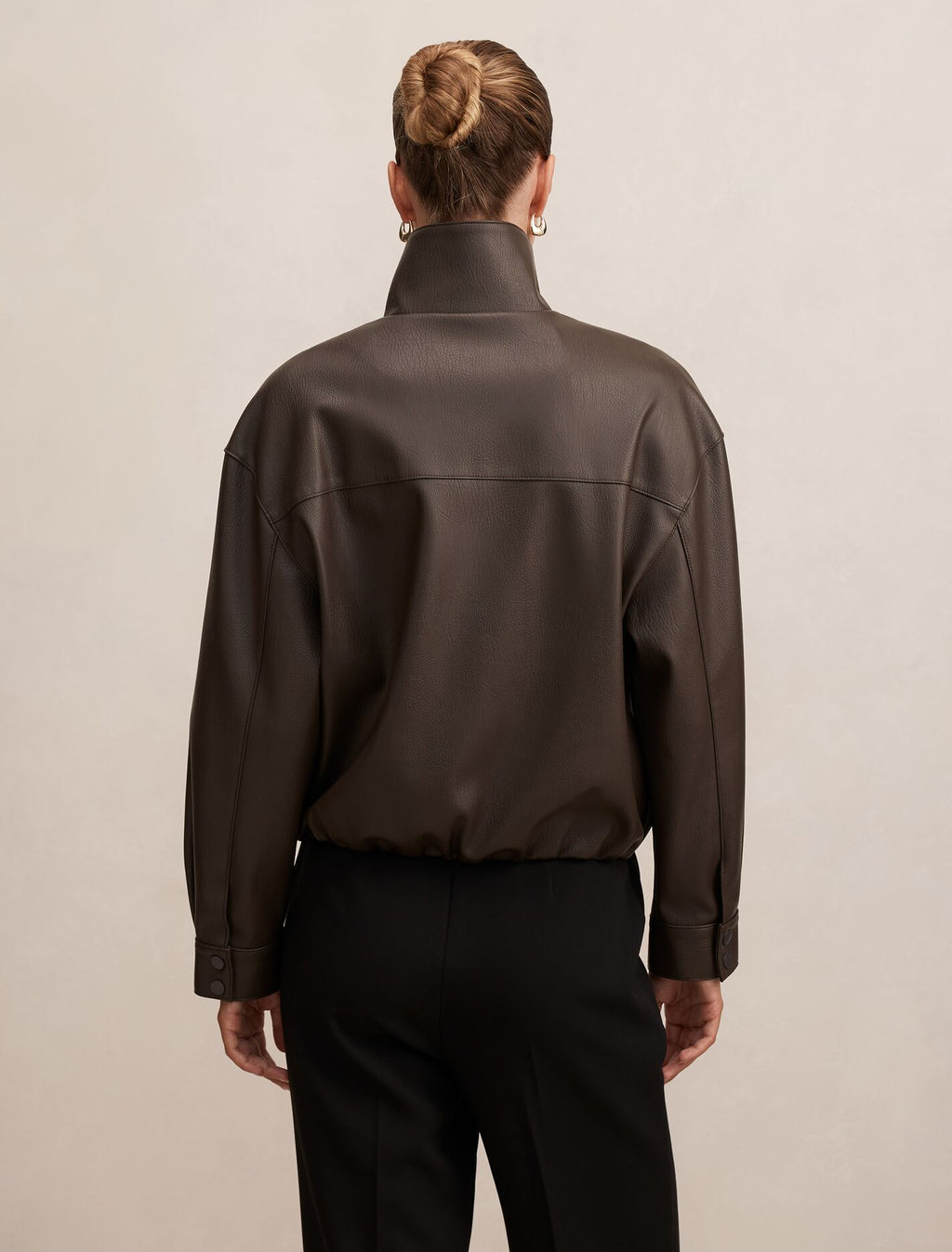 Angela Oversized Faux Leather Bomber