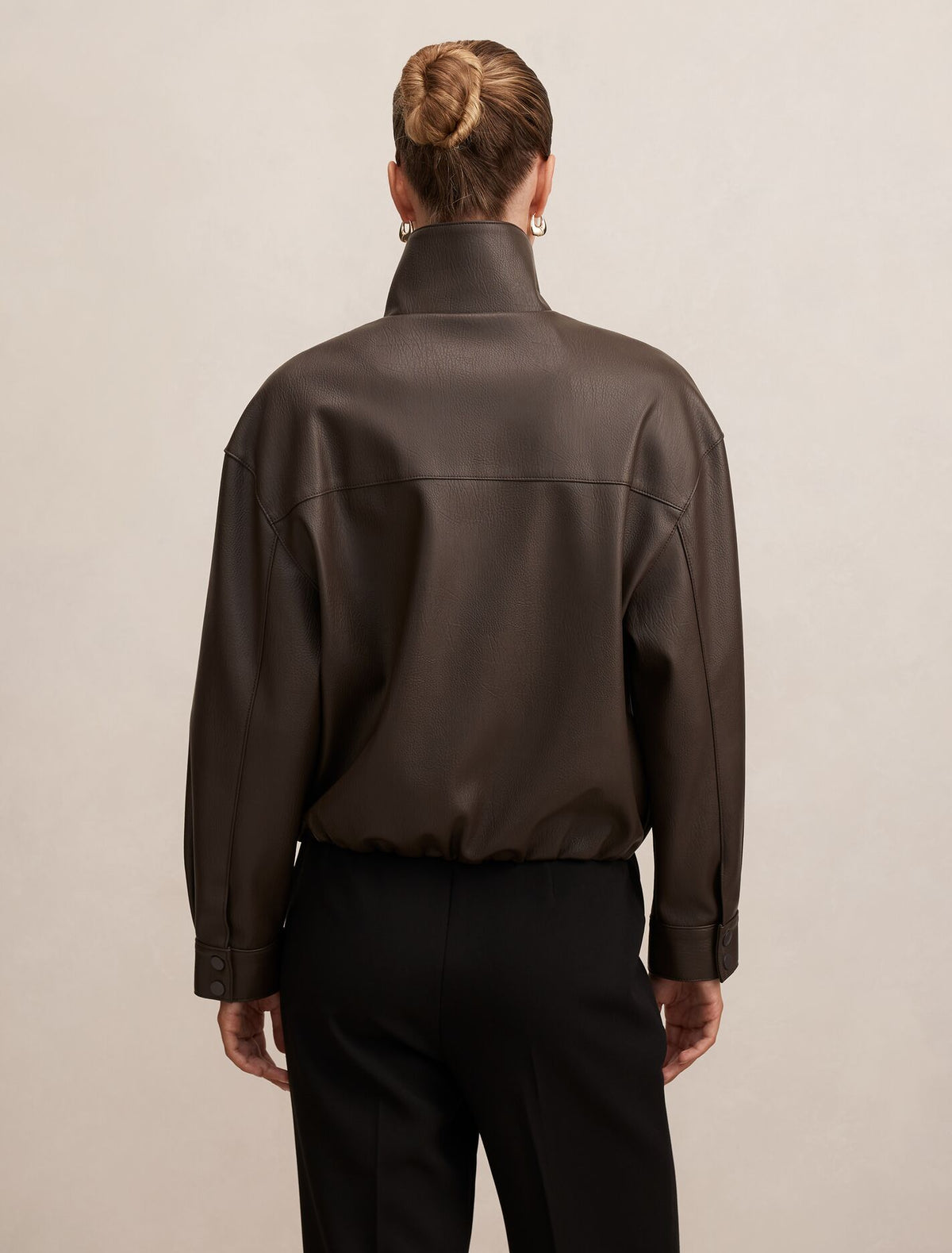 Angela Oversized Faux Leather Bomber