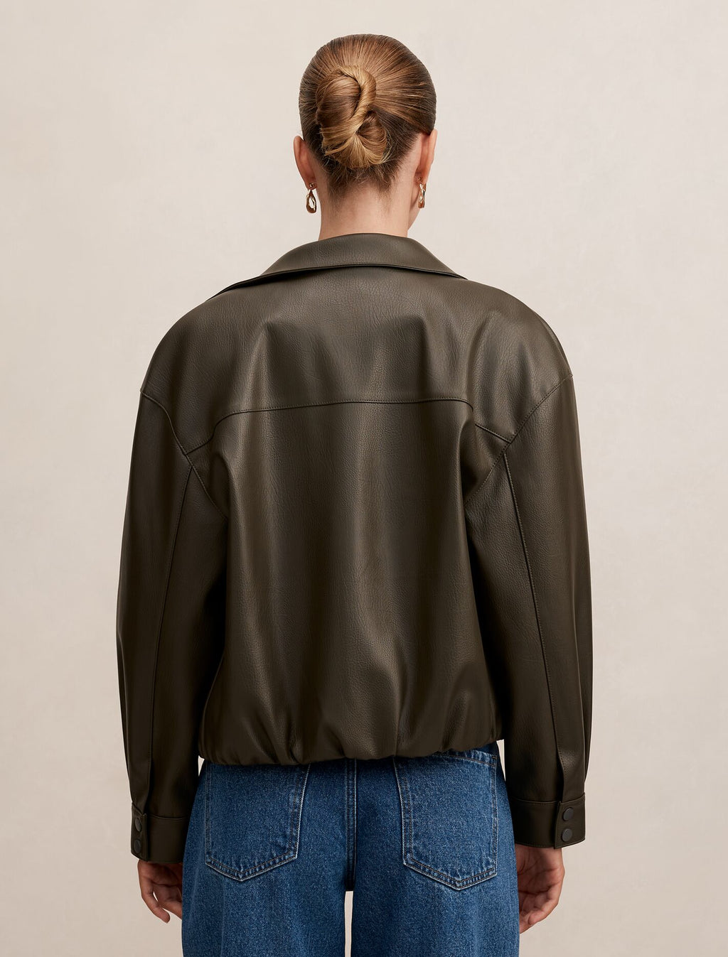 Angela Oversized Faux Leather Bomber