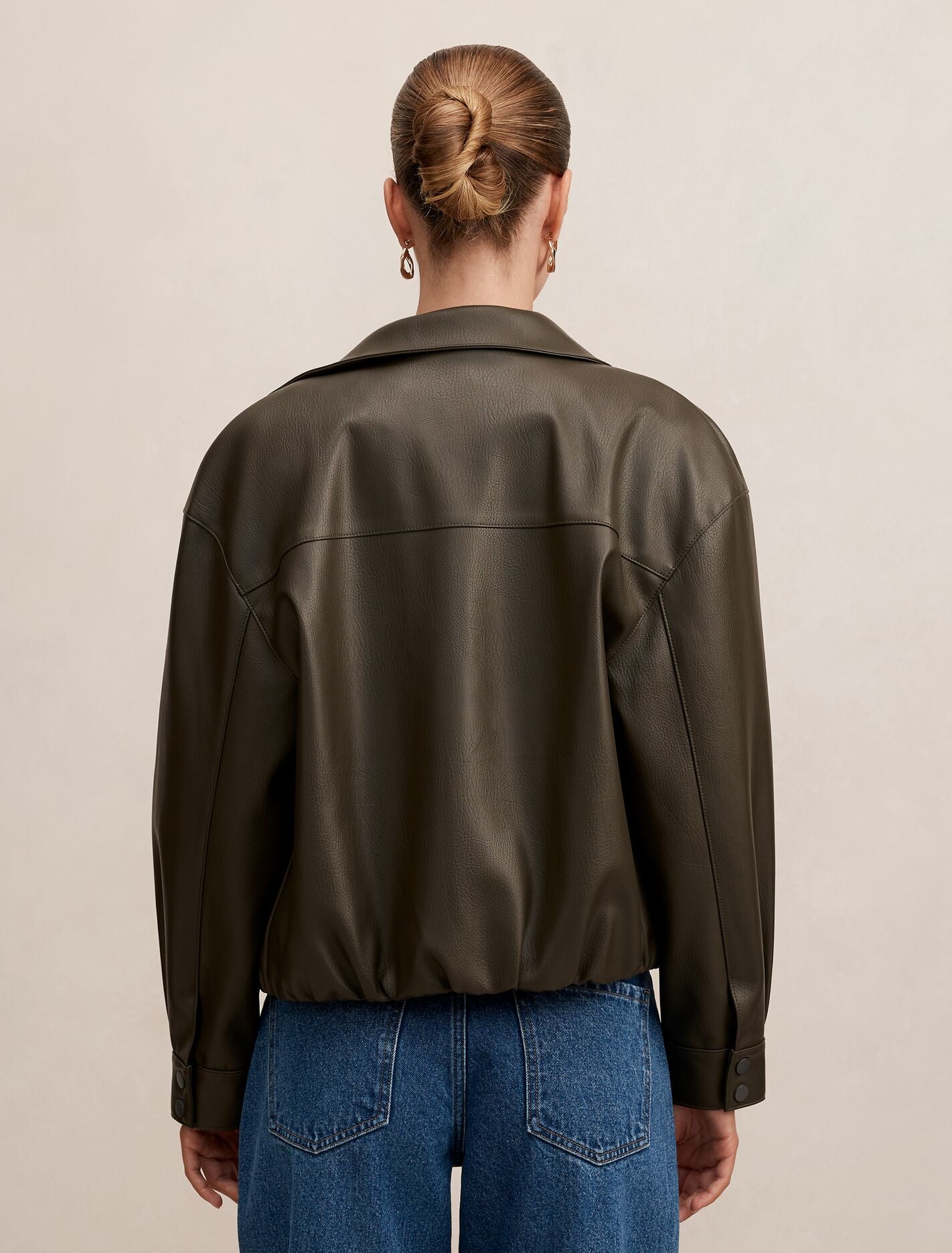 Angela Oversized Faux Leather Bomber