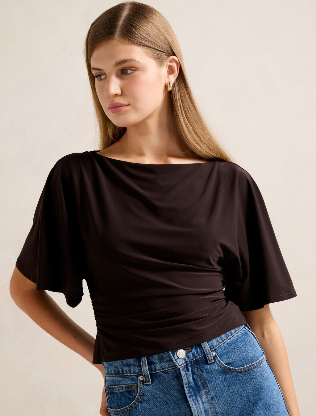Paige Flutter Sleeve Tie Back Blouse