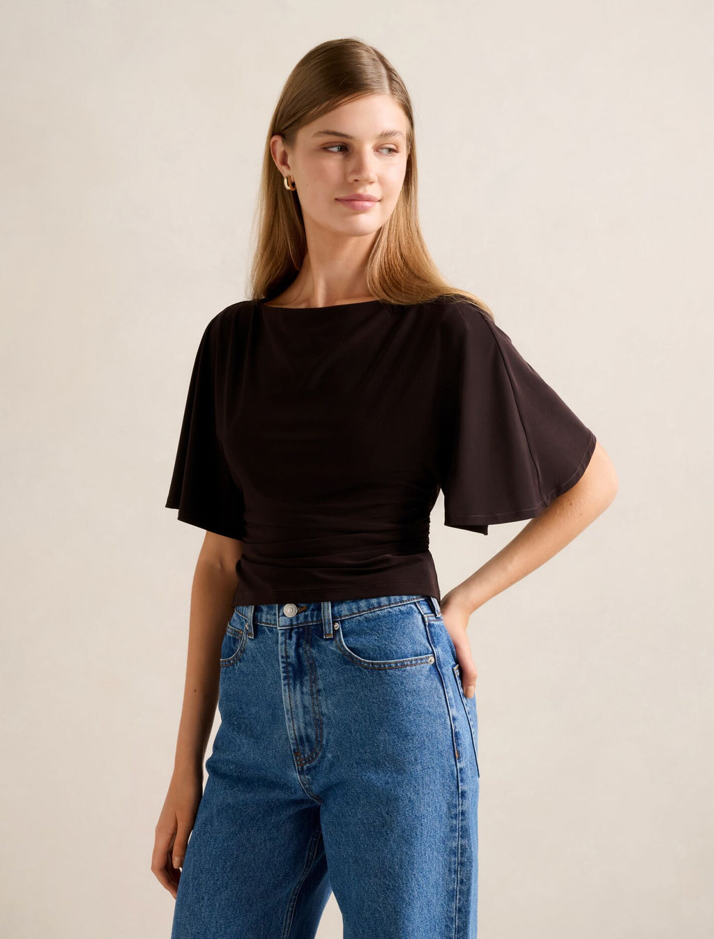 Paige Flutter Sleeve Tie Back Blouse