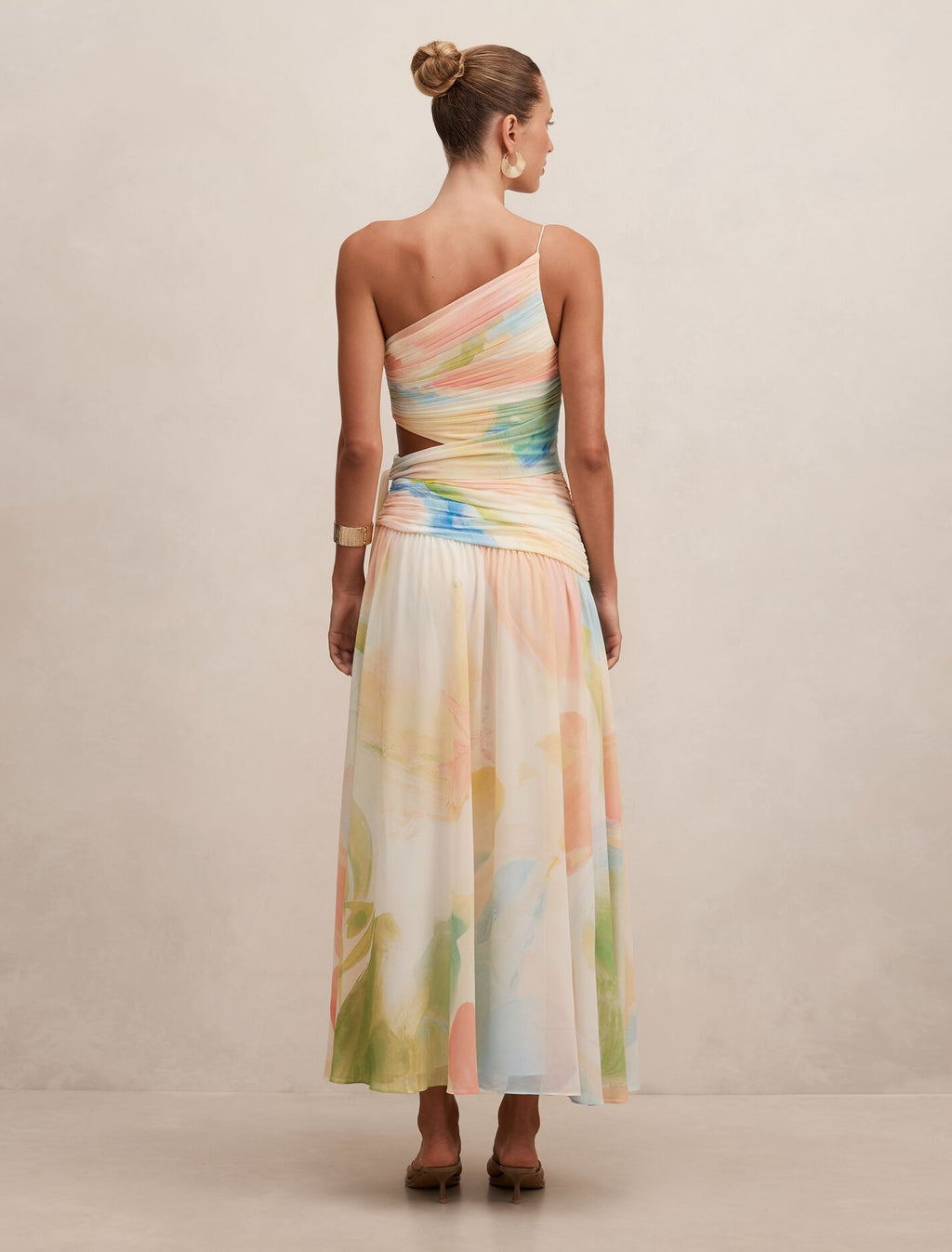 Connie Ruched Asymmetric Maxi Dress