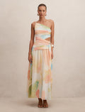 Connie Ruched Asymmetric Maxi Dress