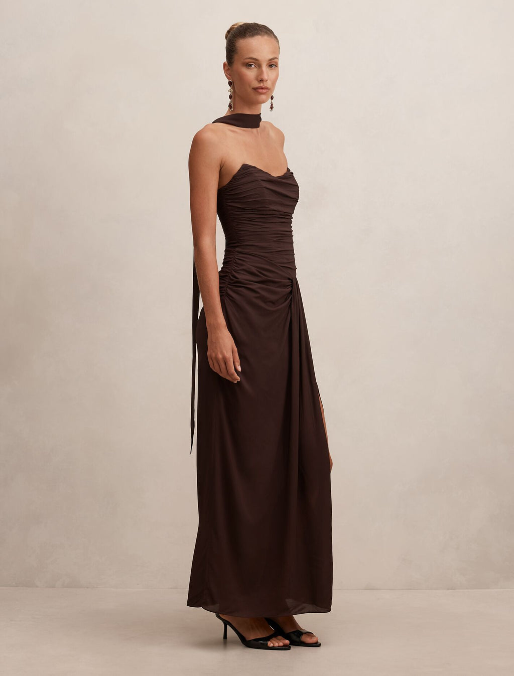 Arli Strapless Ruched Maxi