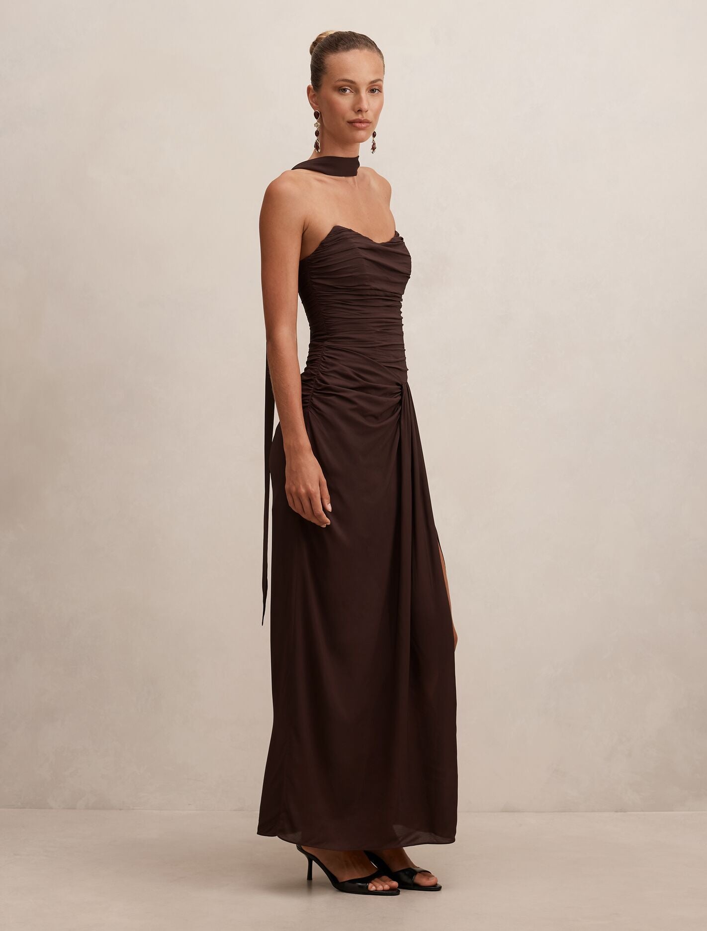 Arli Strapless Ruched Maxi