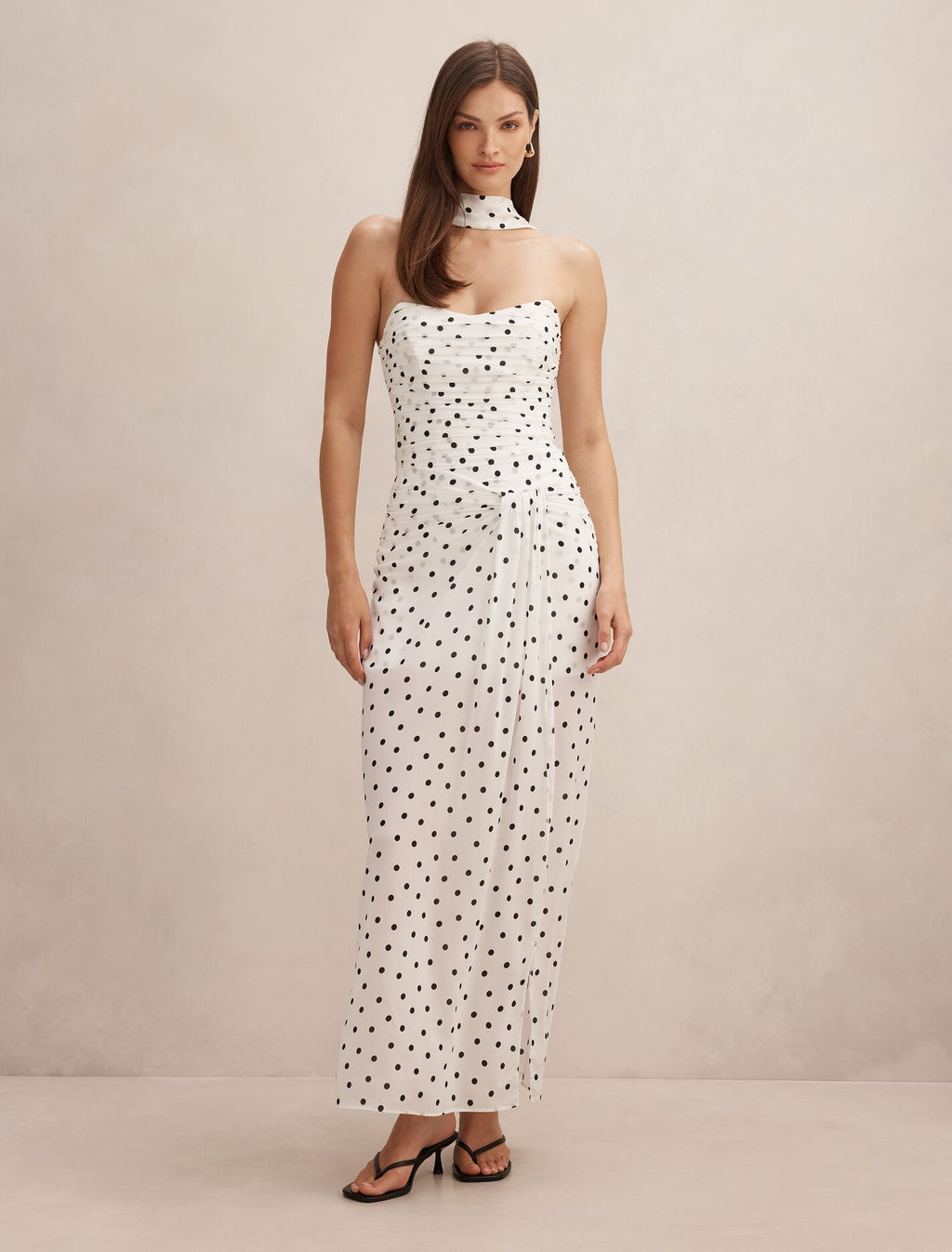 White Maxi Dress - Arli Strapless Ruched - Size 0 to 12