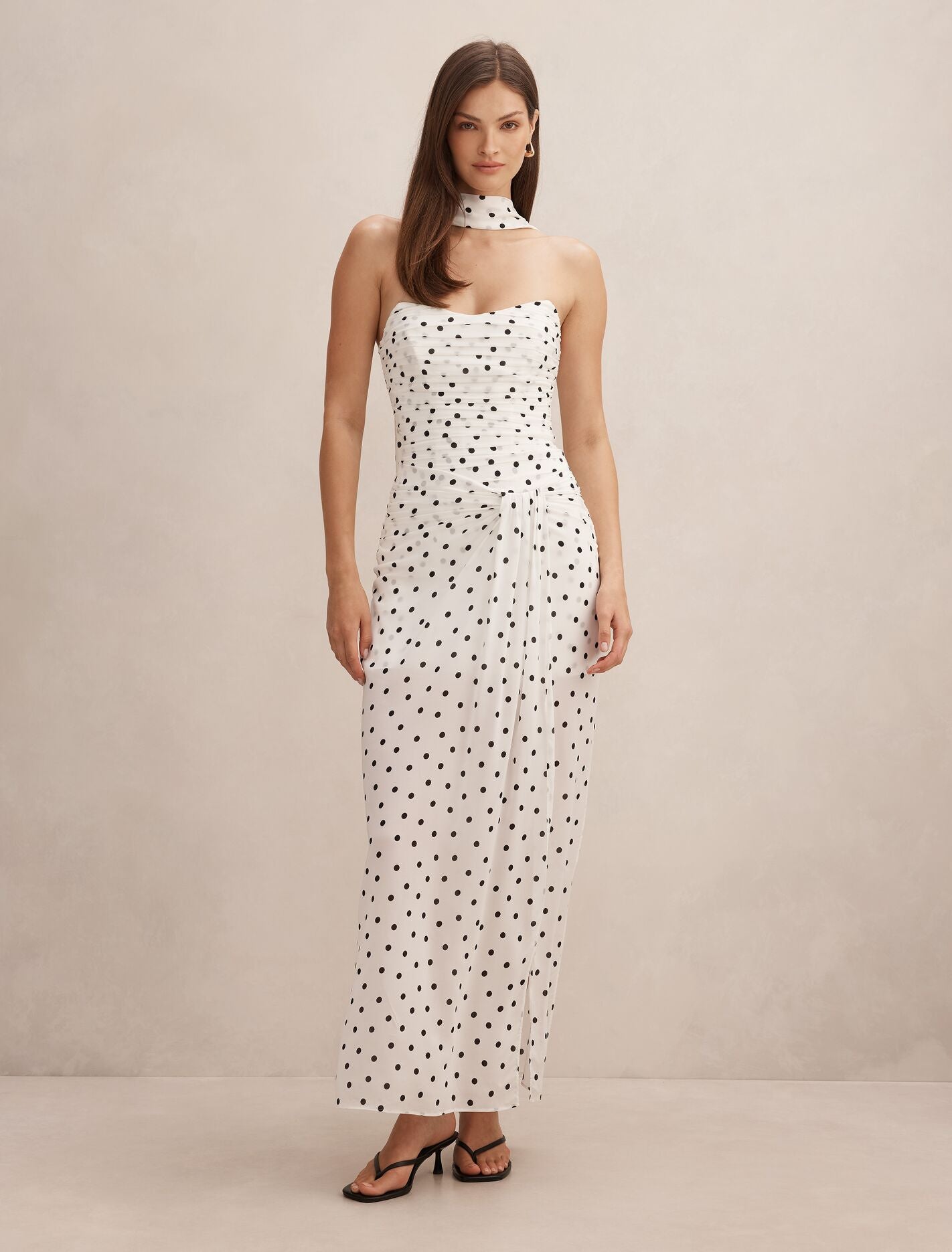 White Maxi Dress - Arli Strapless Ruched - Size 0 to 12