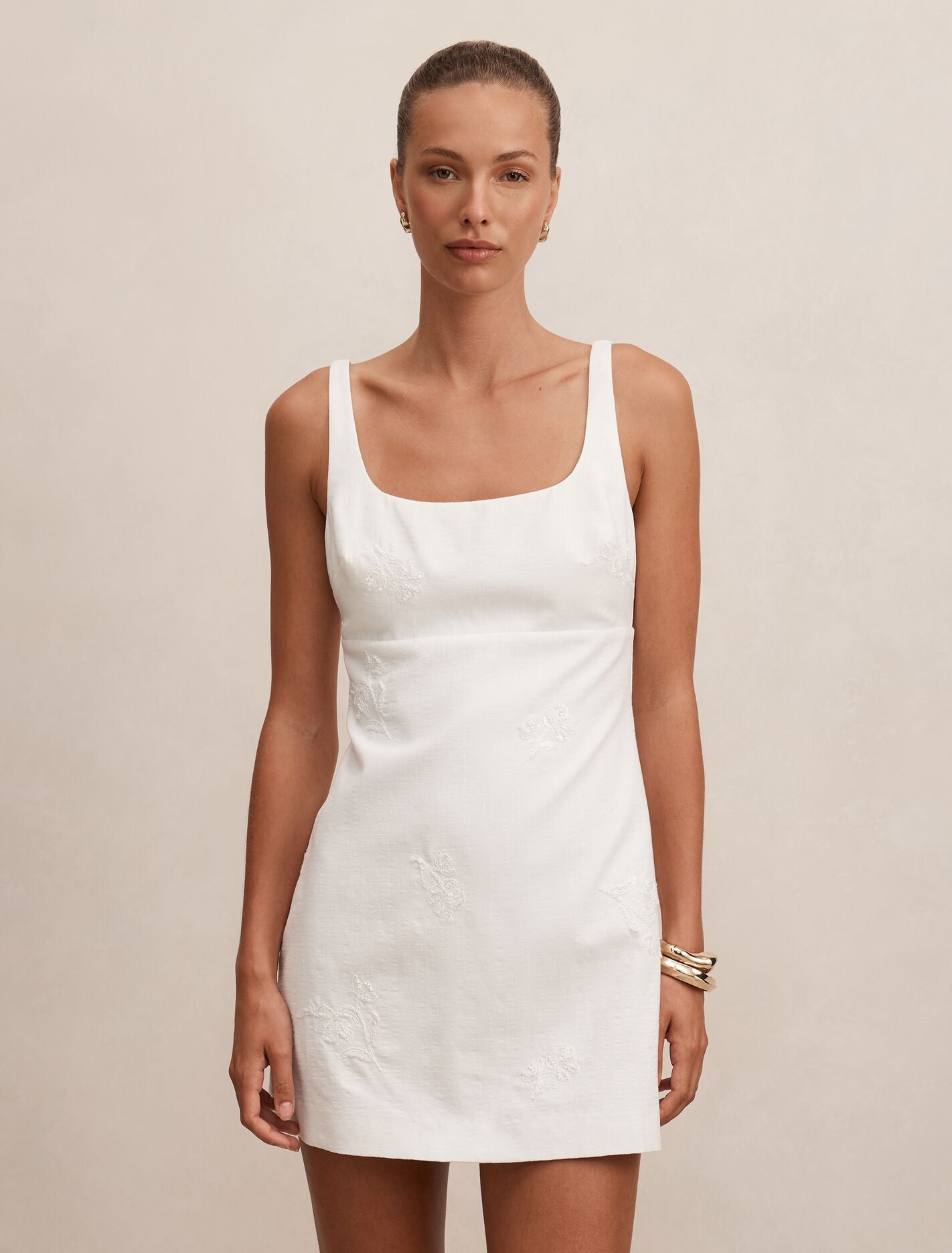 White Mini Dress - Evangeline Embellished - Size 0 to 12