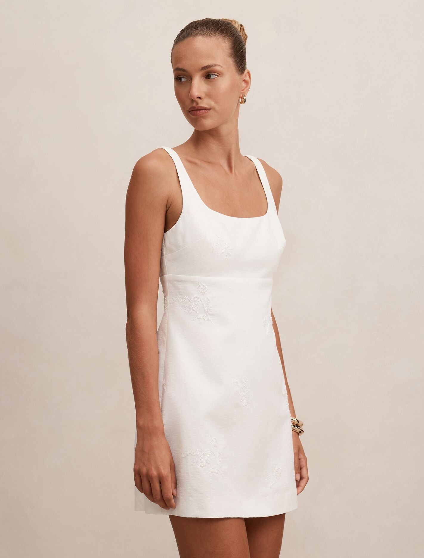 White Mini Dress - Evangeline Embellished - Size 0 to 12