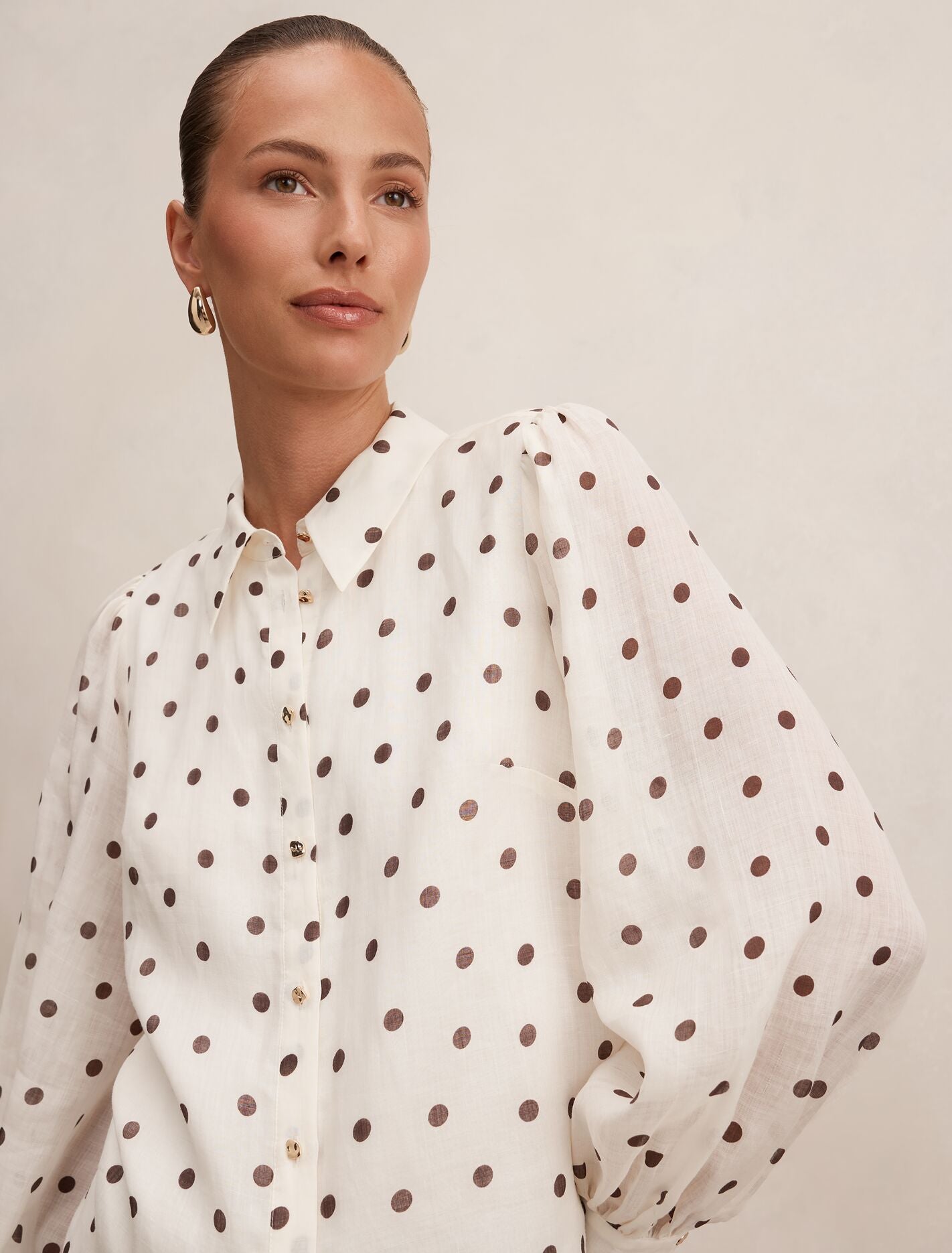 Cream Blouse - Davina Long Sleeve - Size 0 to 12 - Womens Blouses