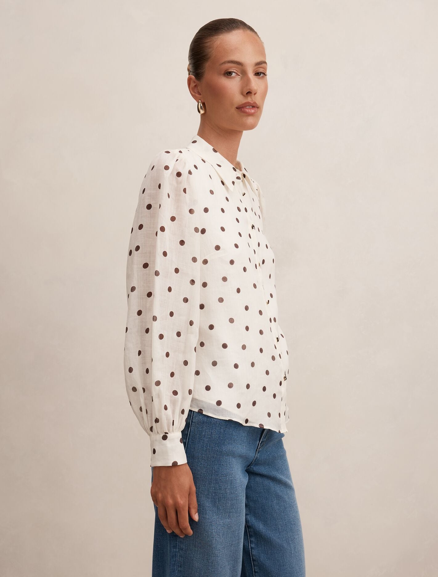 Cream Blouse - Davina Long Sleeve - Size 0 to 12 - Womens Blouses