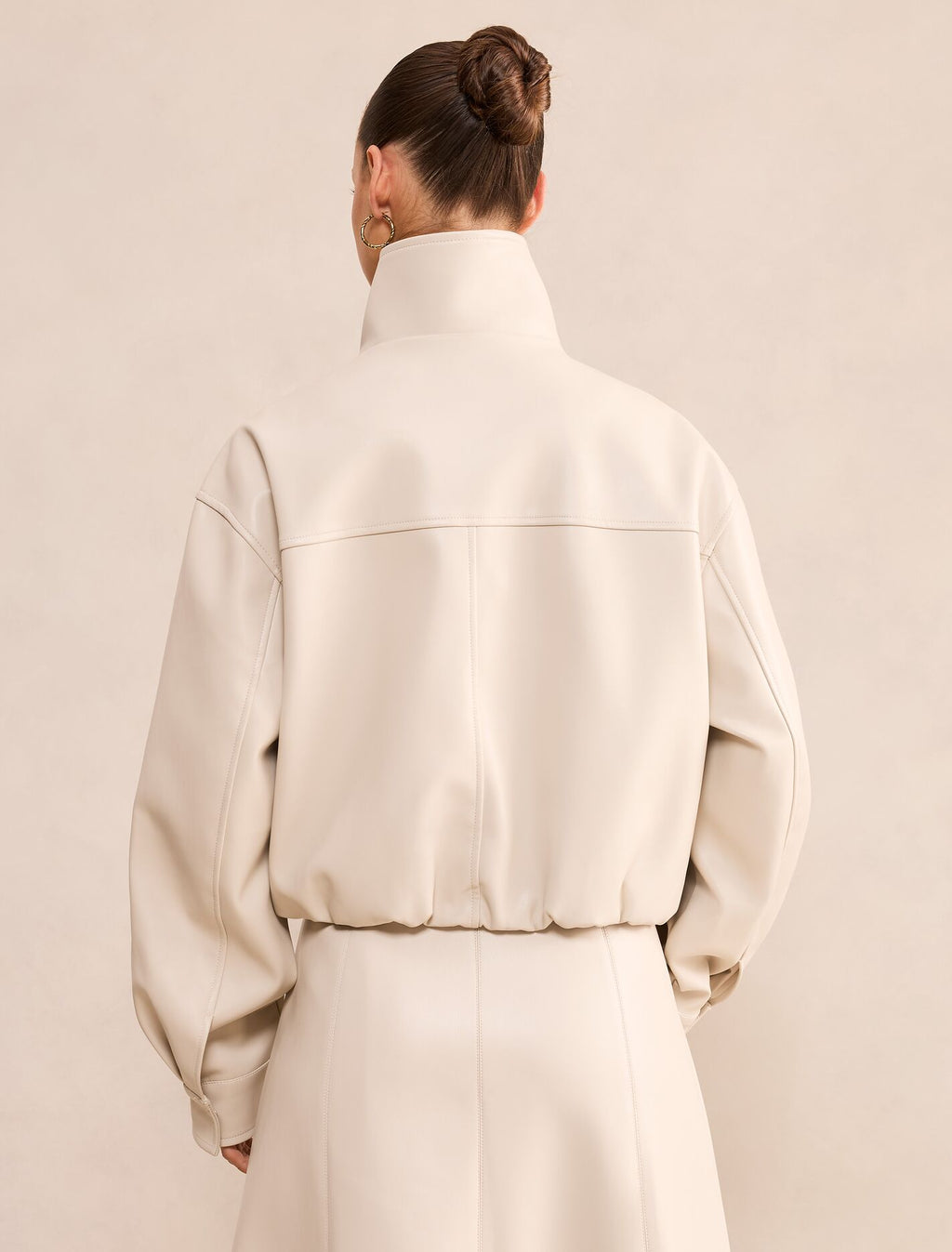 Julia Petite Faux Leather Funnel Neck Jacket