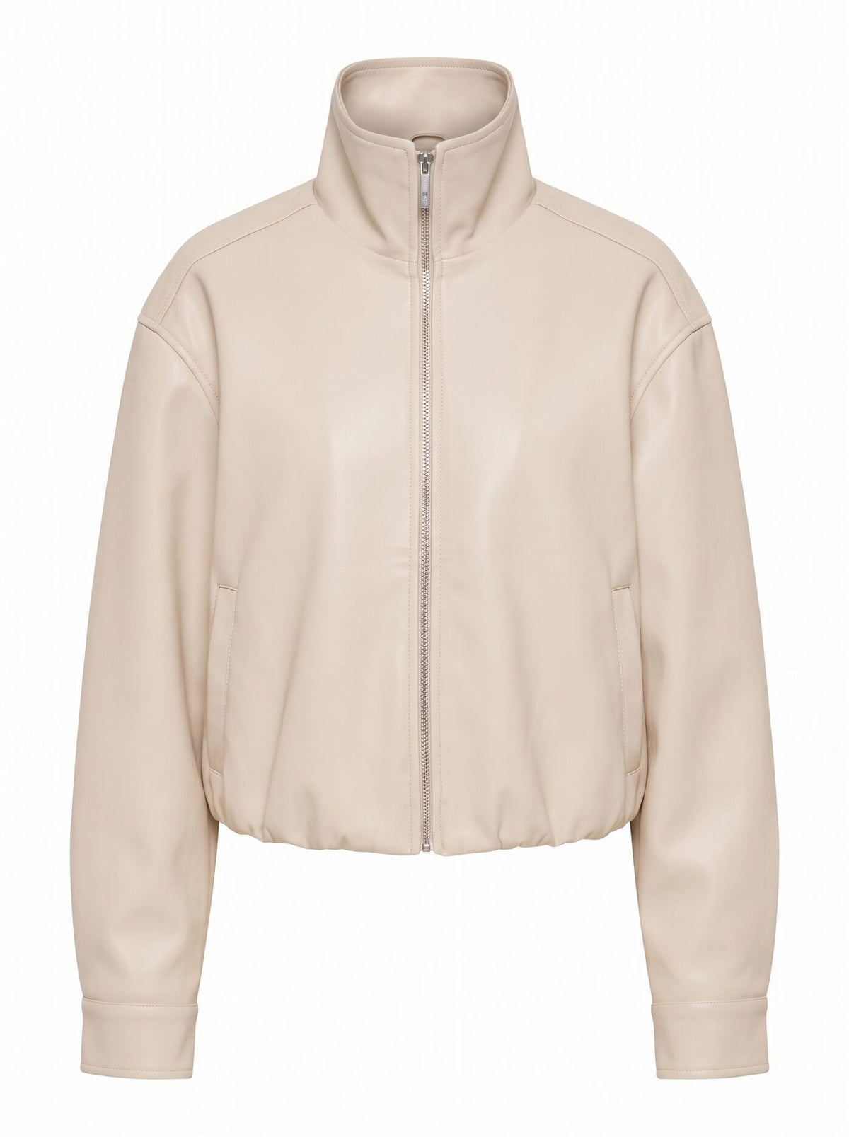 Julia Petite Faux Leather Funnel Neck Jacket