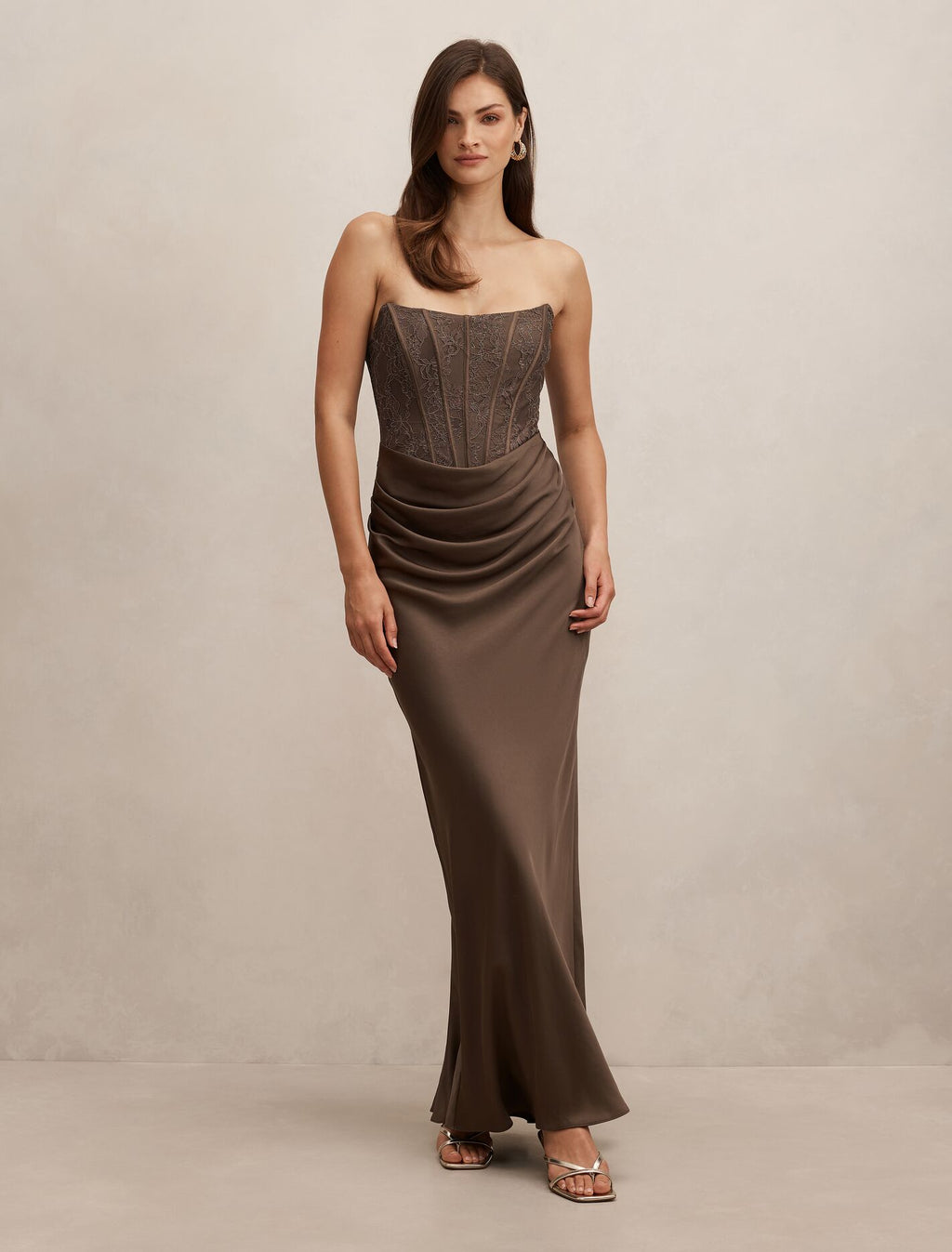 Ivy Lace Corset Drape Maxi Dress