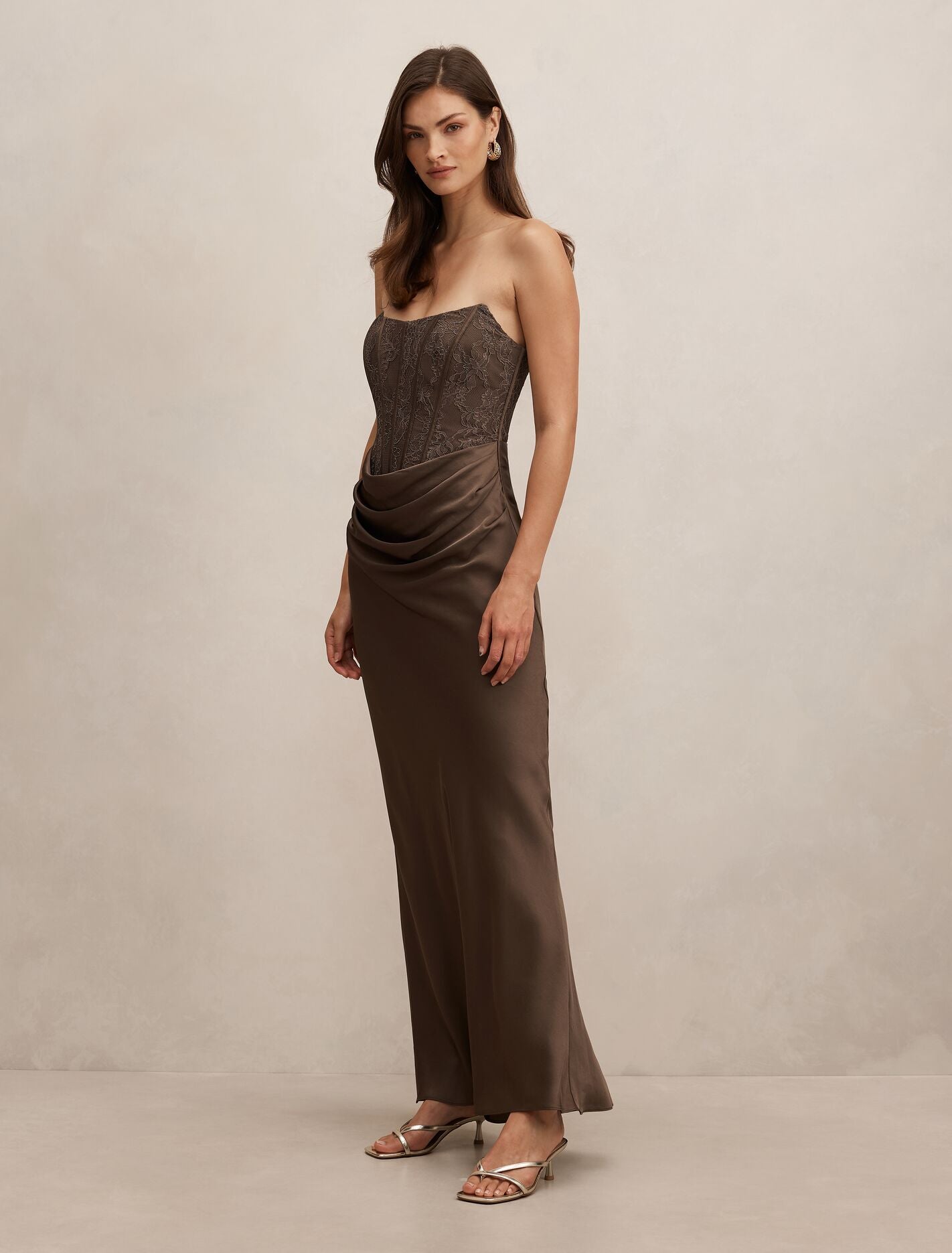 Ivy Lace Corset Drape Maxi Dress