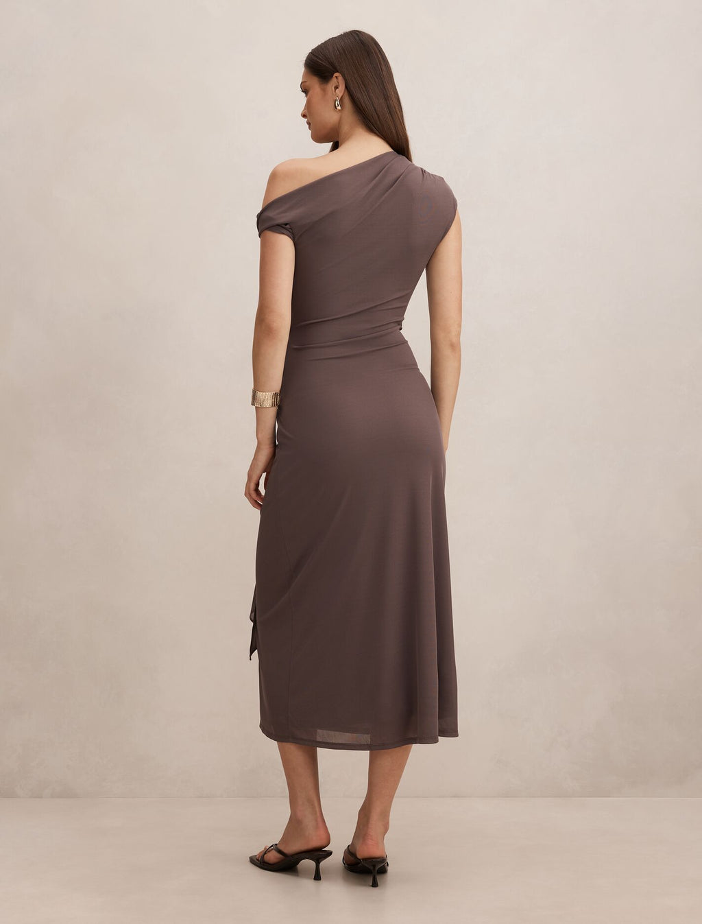 Piper Draped Tie Mesh Midi dress