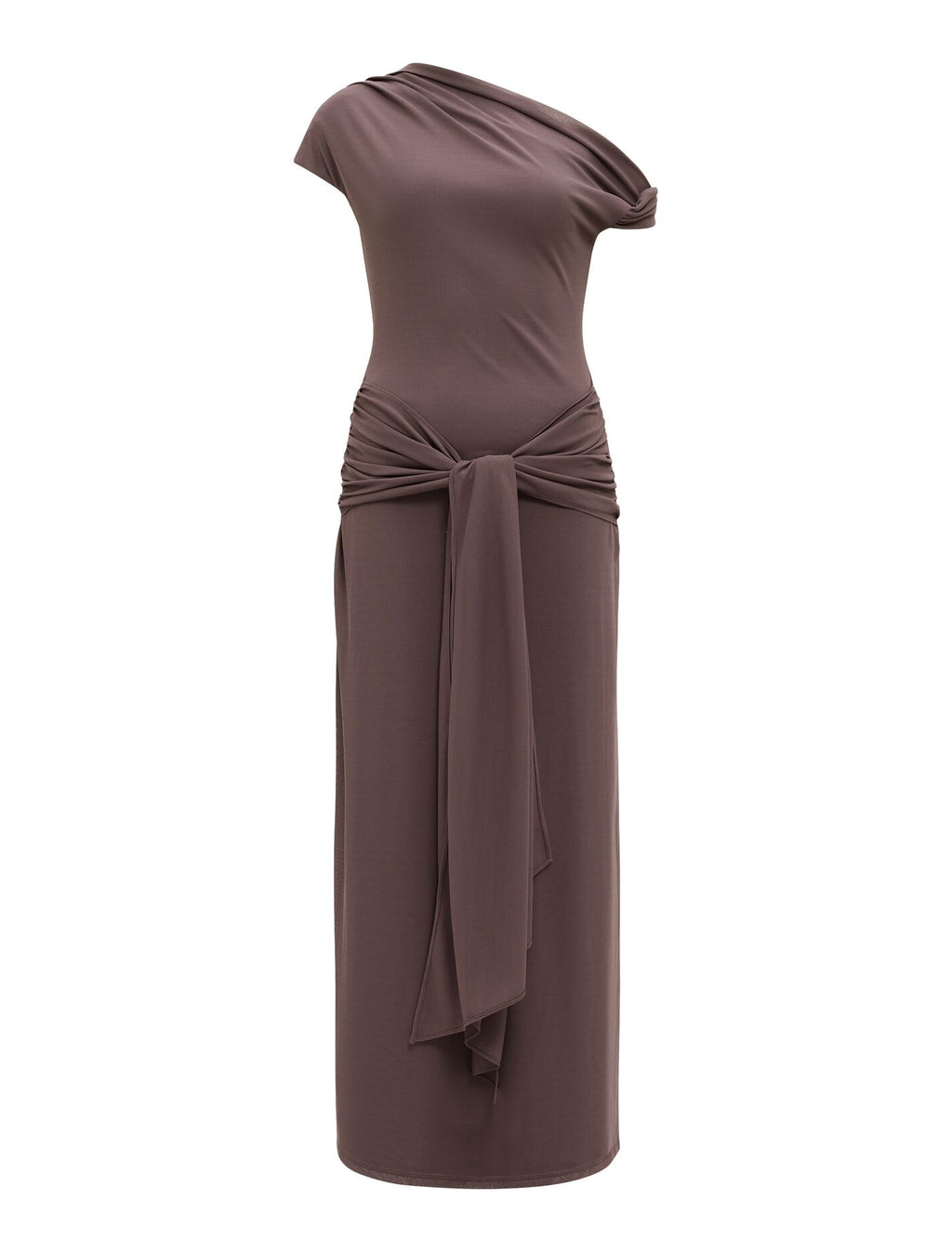 Piper Draped Tie Mesh Midi Dress in Brown - Size 0 to 12