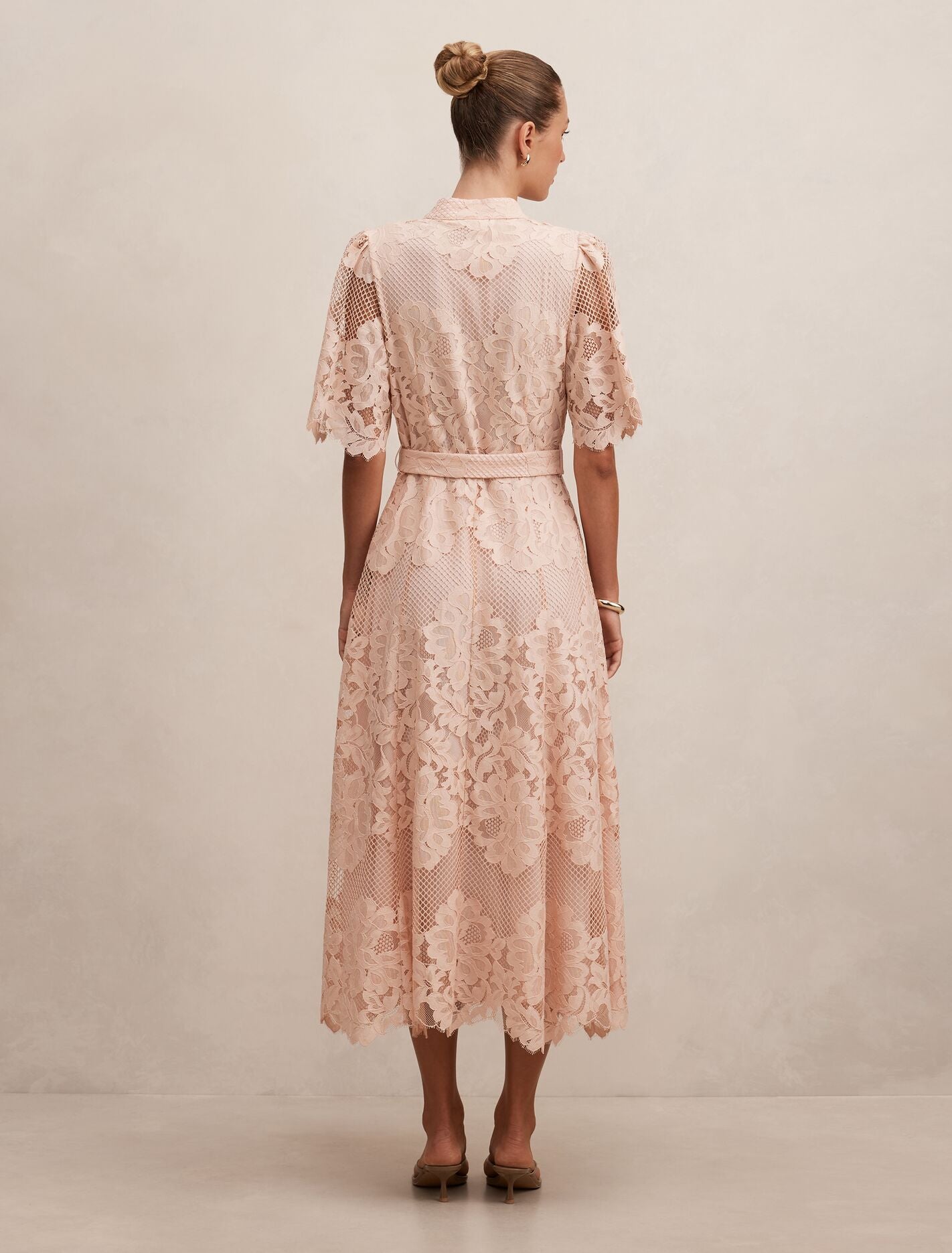 Liberty Flutter Sleeve Lace Midi Dress