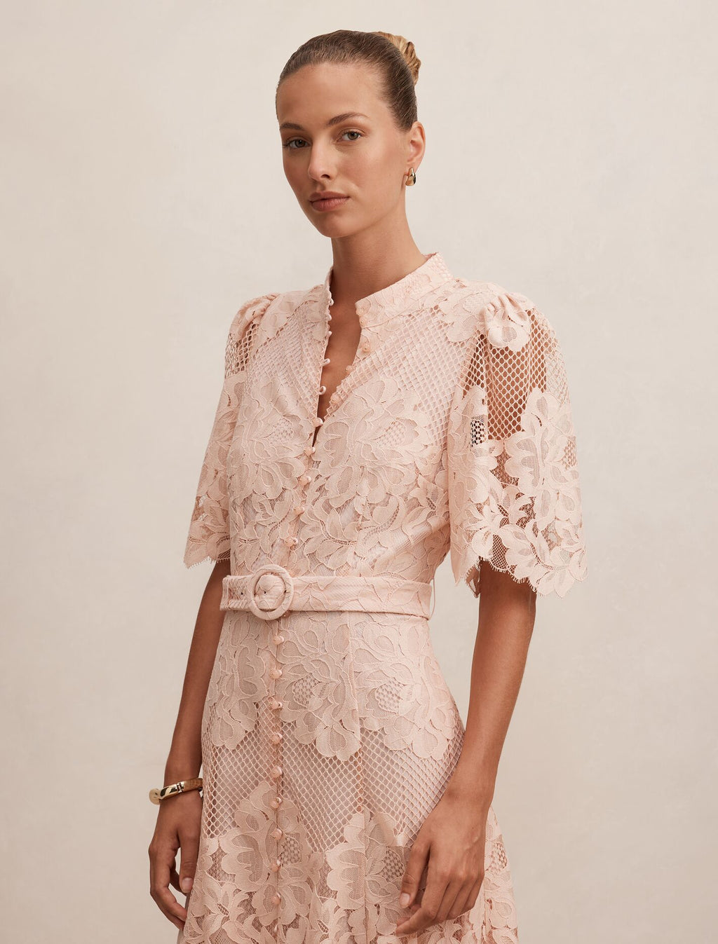 Liberty Flutter Sleeve Lace Midi Dress