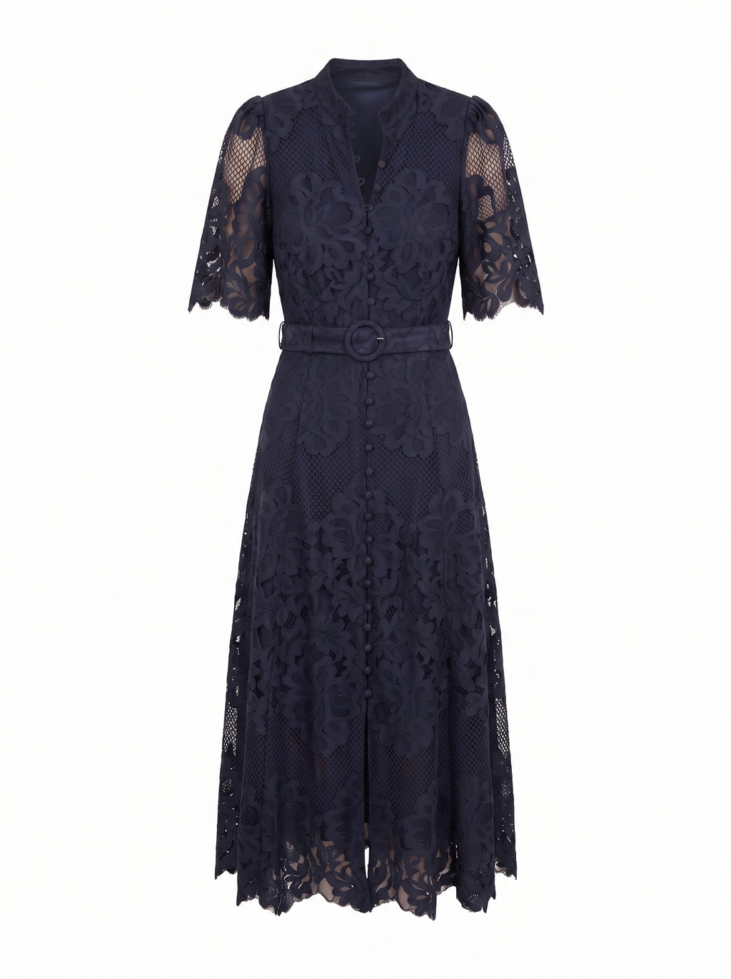 Liberty Flutter Sleeve Lace Midi Dress