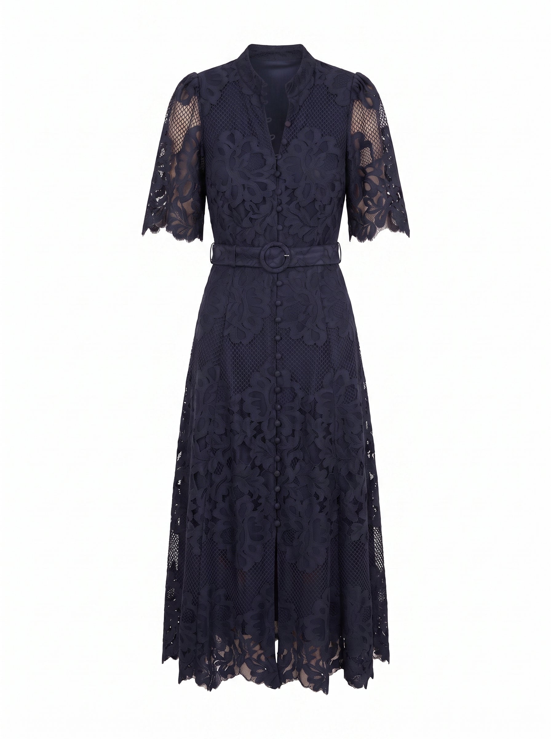 Liberty Flutter Sleeve Lace Midi Dress