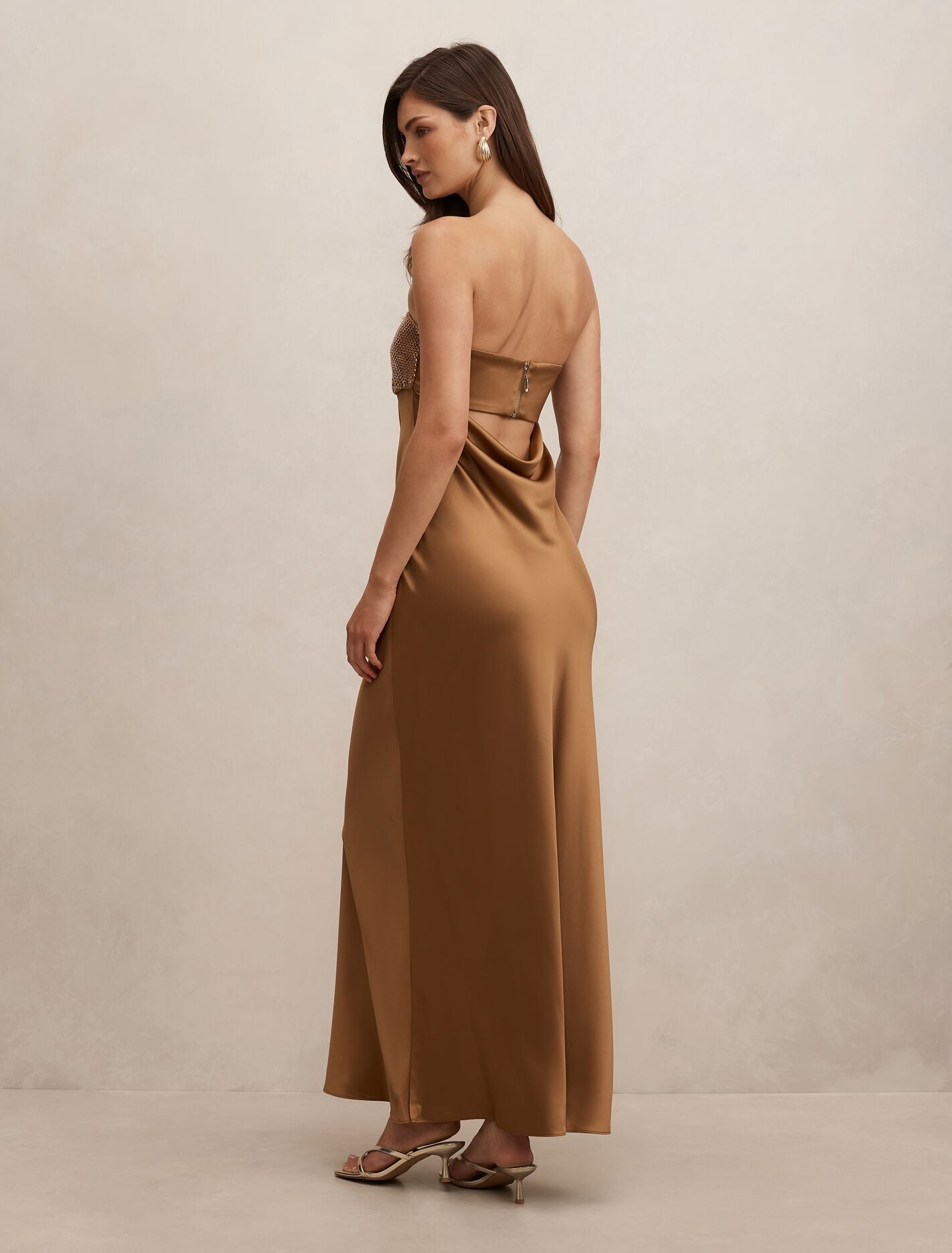 Amina Embellished Satin Maxi Dress