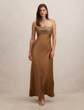 Amina Embellished Satin Maxi Dress