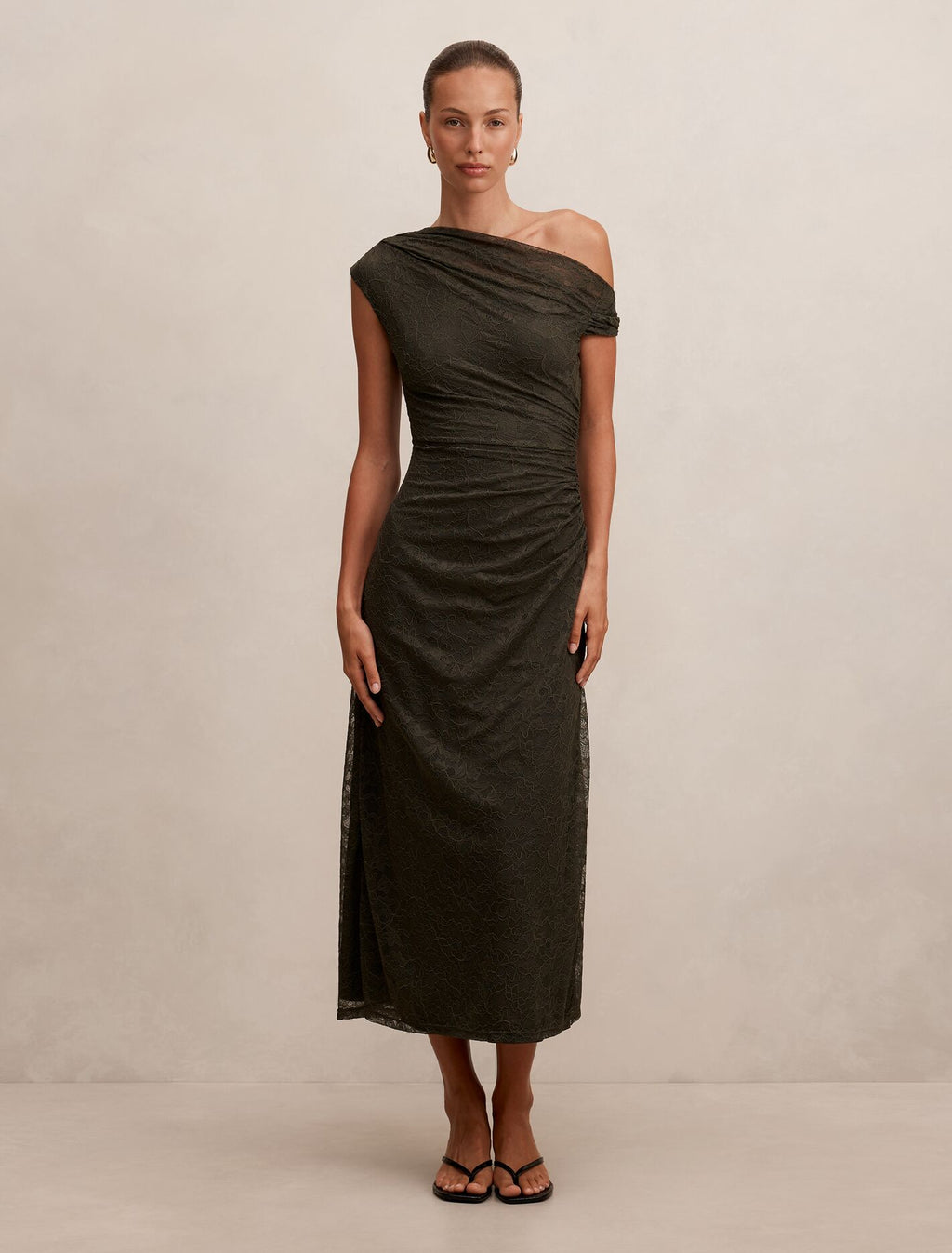 Paris Lace Asym Midi Dress