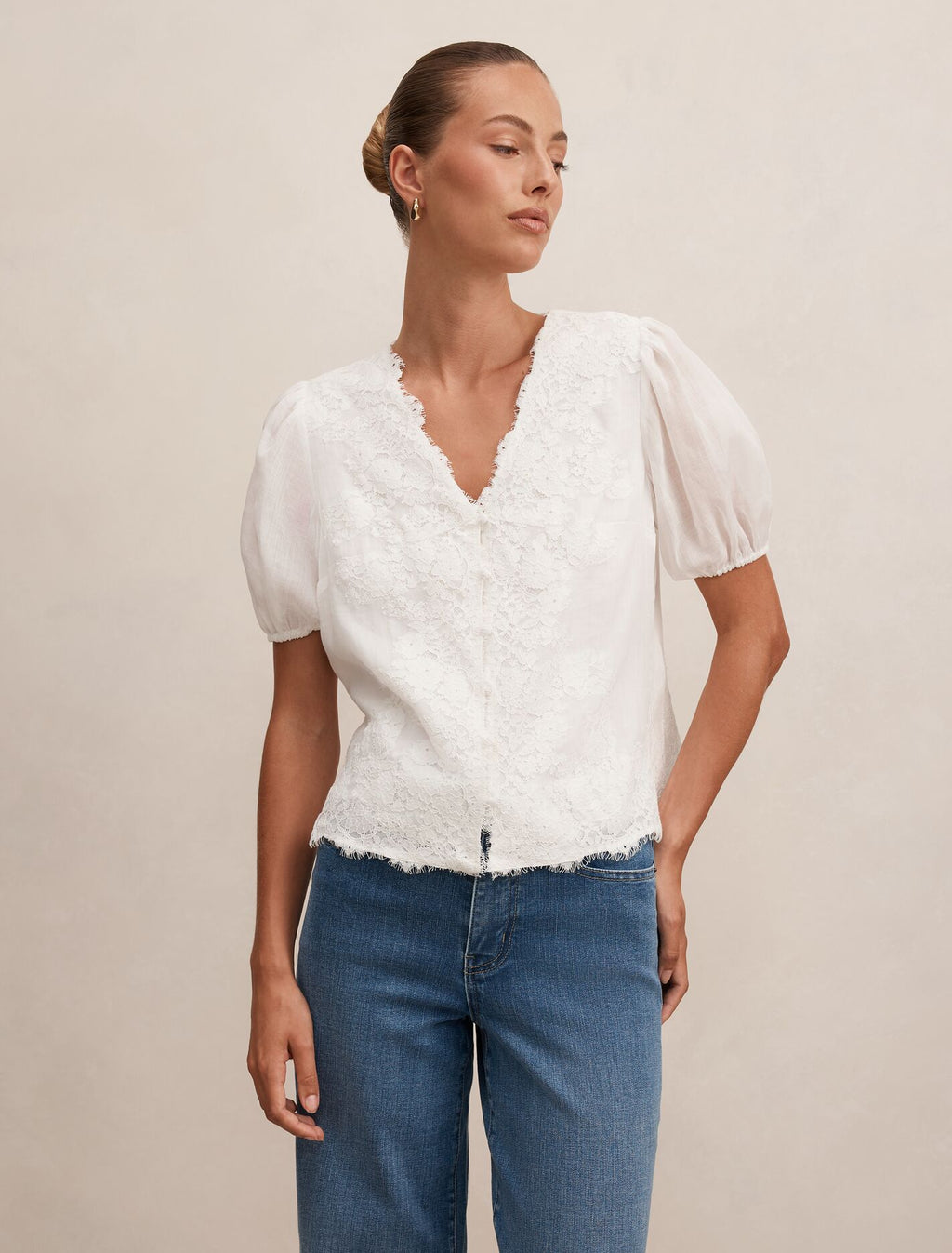Sable Lace Scallop Blouse