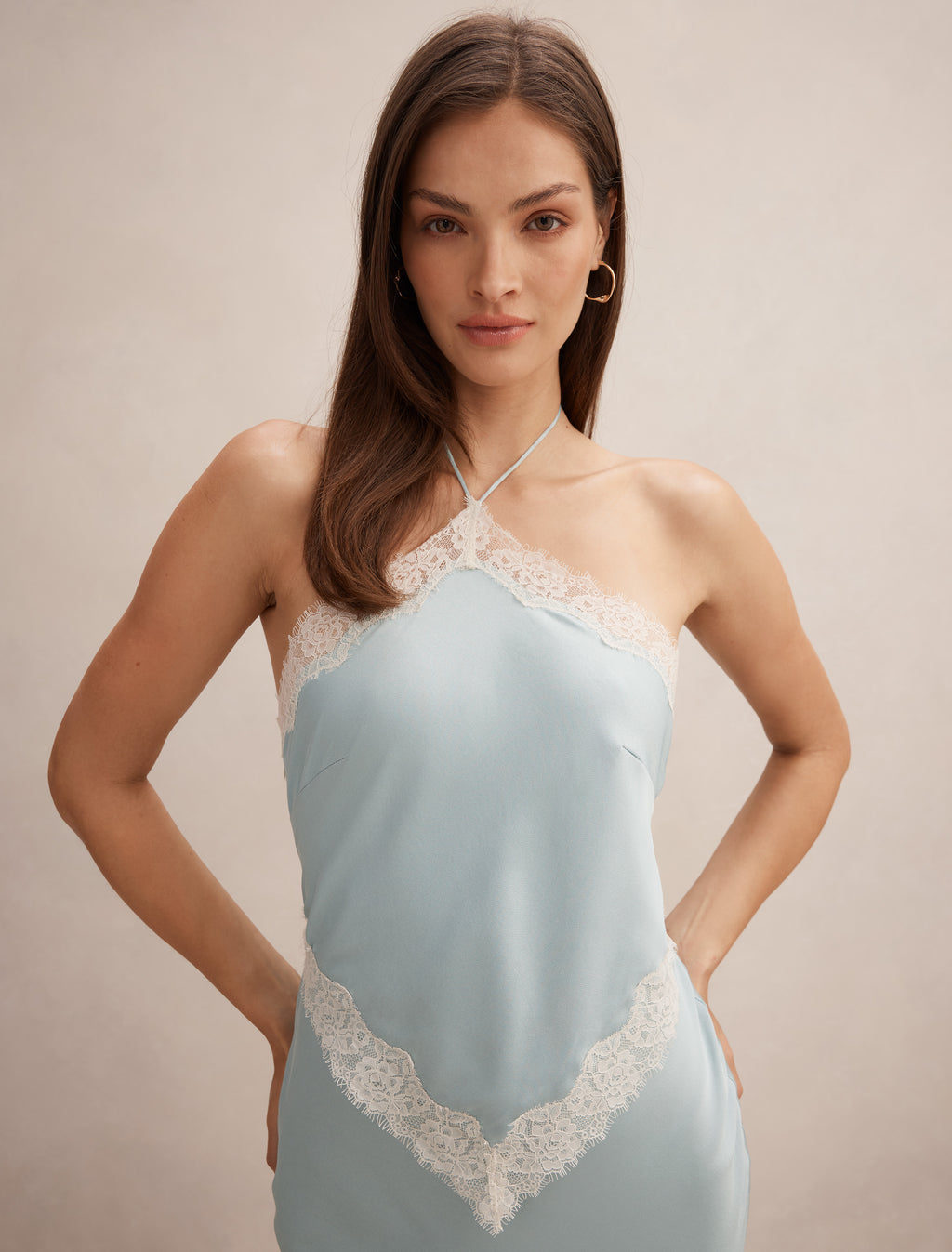 Kelli Lace Strappy Satin Maxi