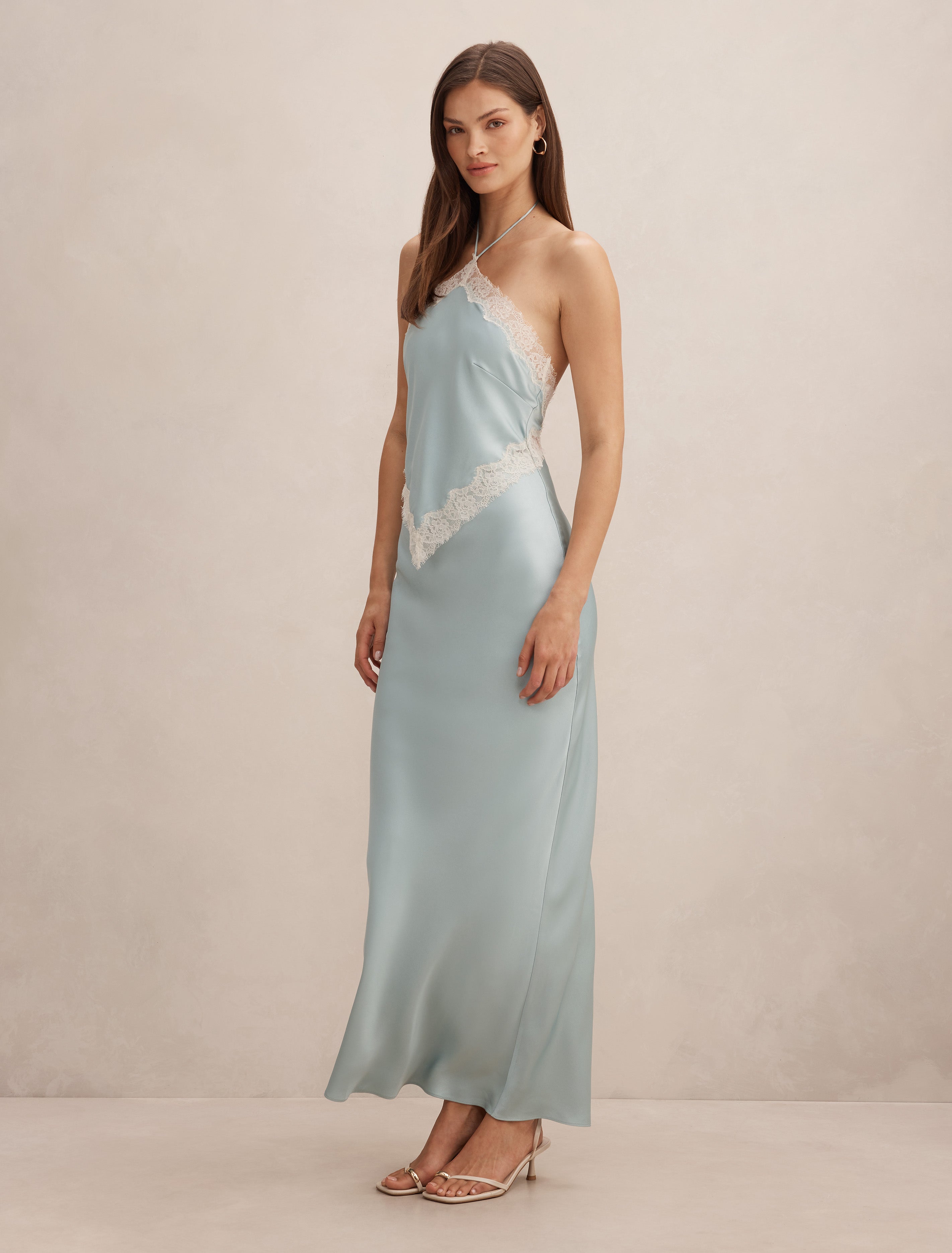 Kelli Lace Strappy Satin Maxi