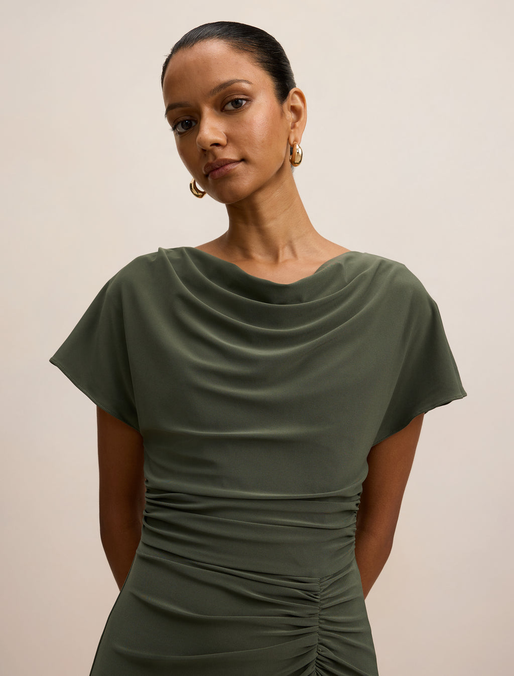 Tahnee Petite Ruched Waist Midi Dress