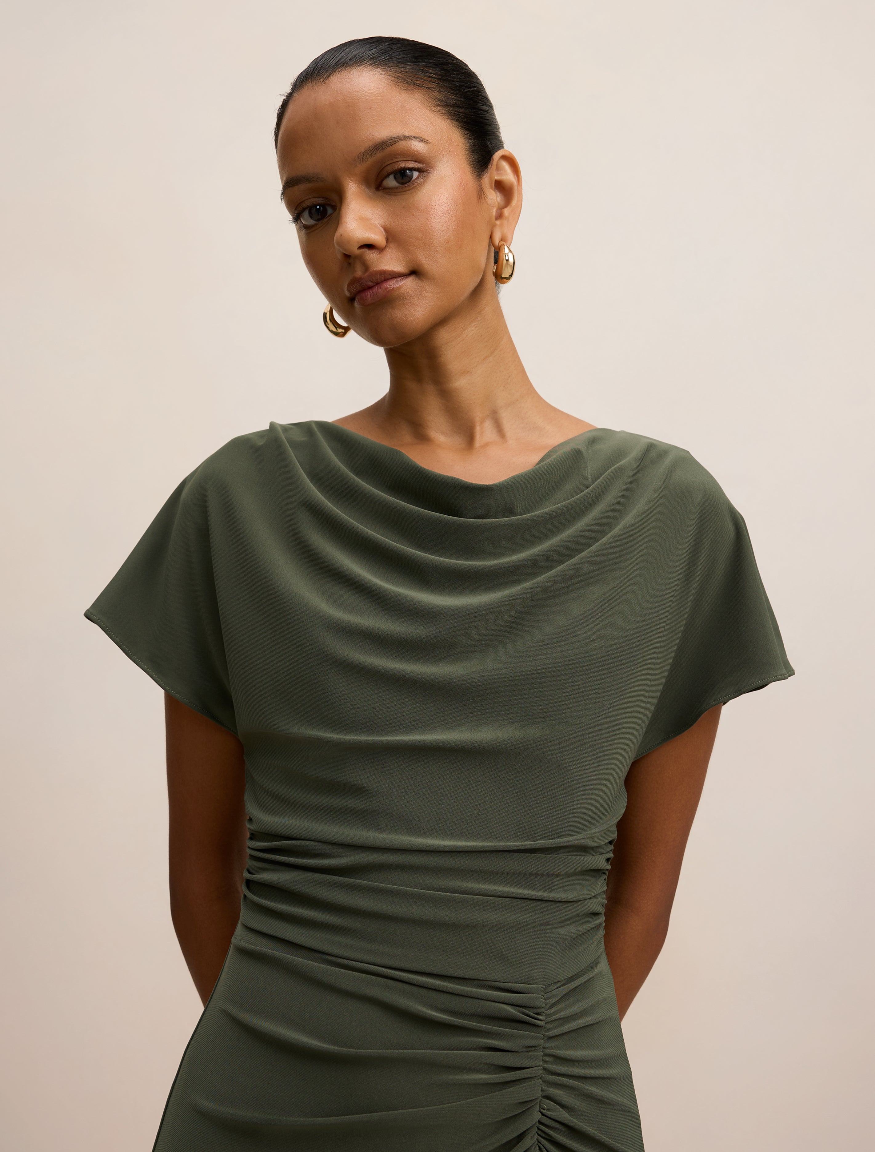 Tahnee Petite Ruched Waist Midi Dress