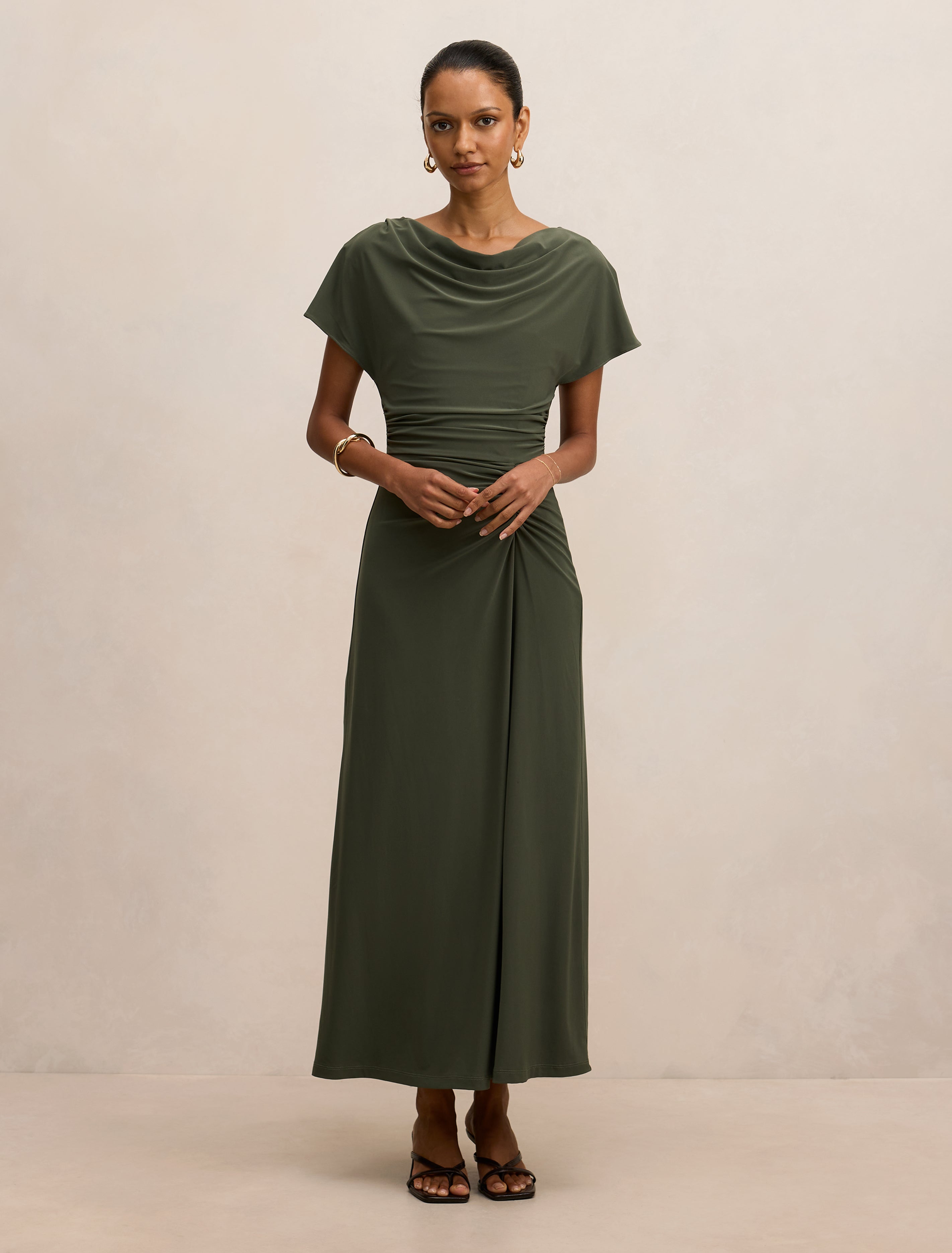 Tahnee Petite Ruched Waist Midi Dress