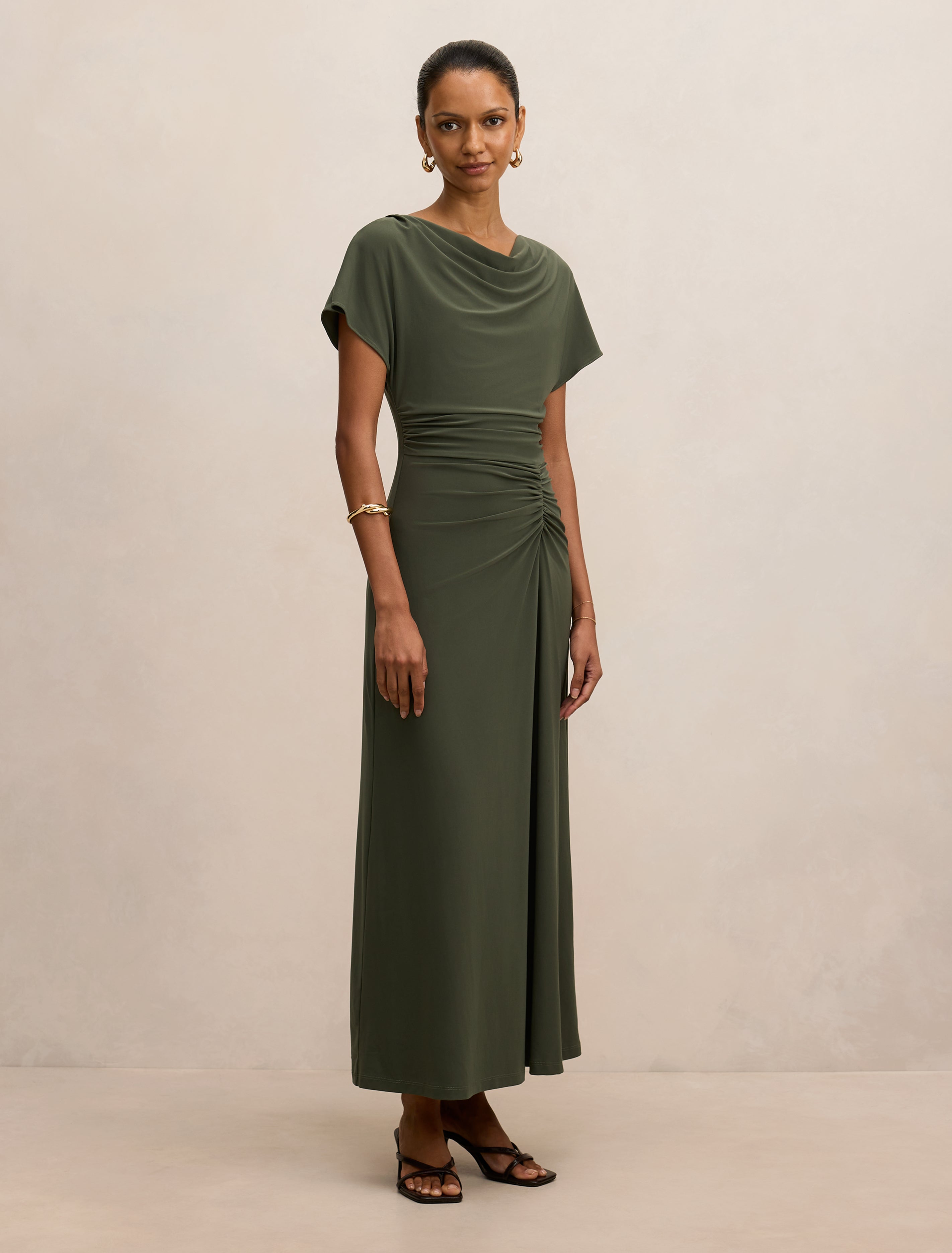 Tahnee Petite Ruched Waist Midi Dress