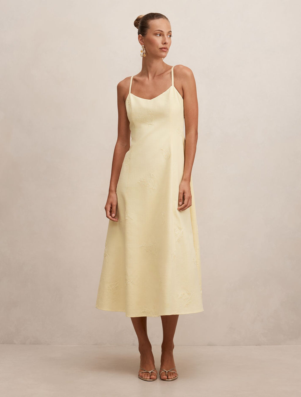 Tiffany Embroidery Sequin Midi Dress