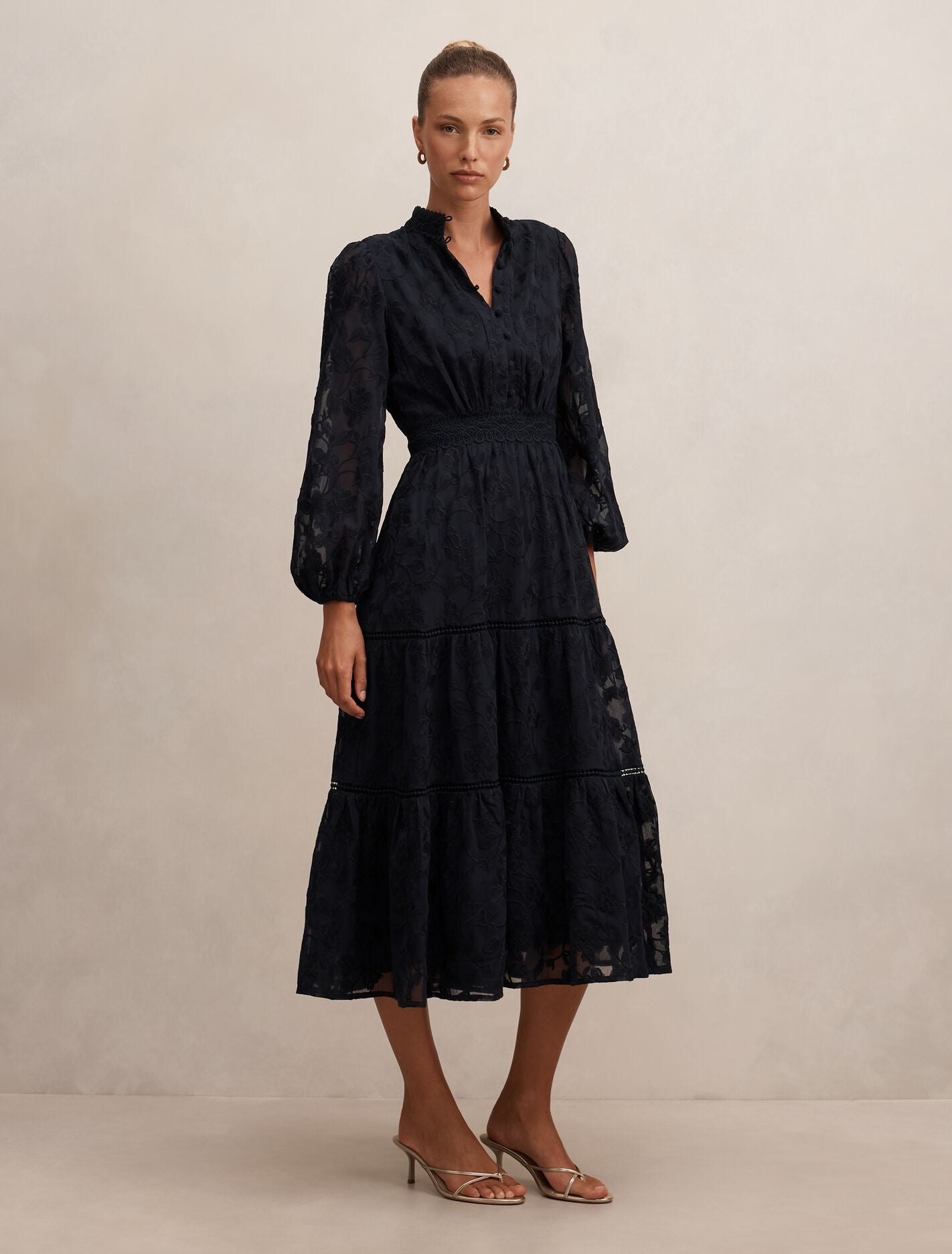 Nala Embroidered Midi Dress