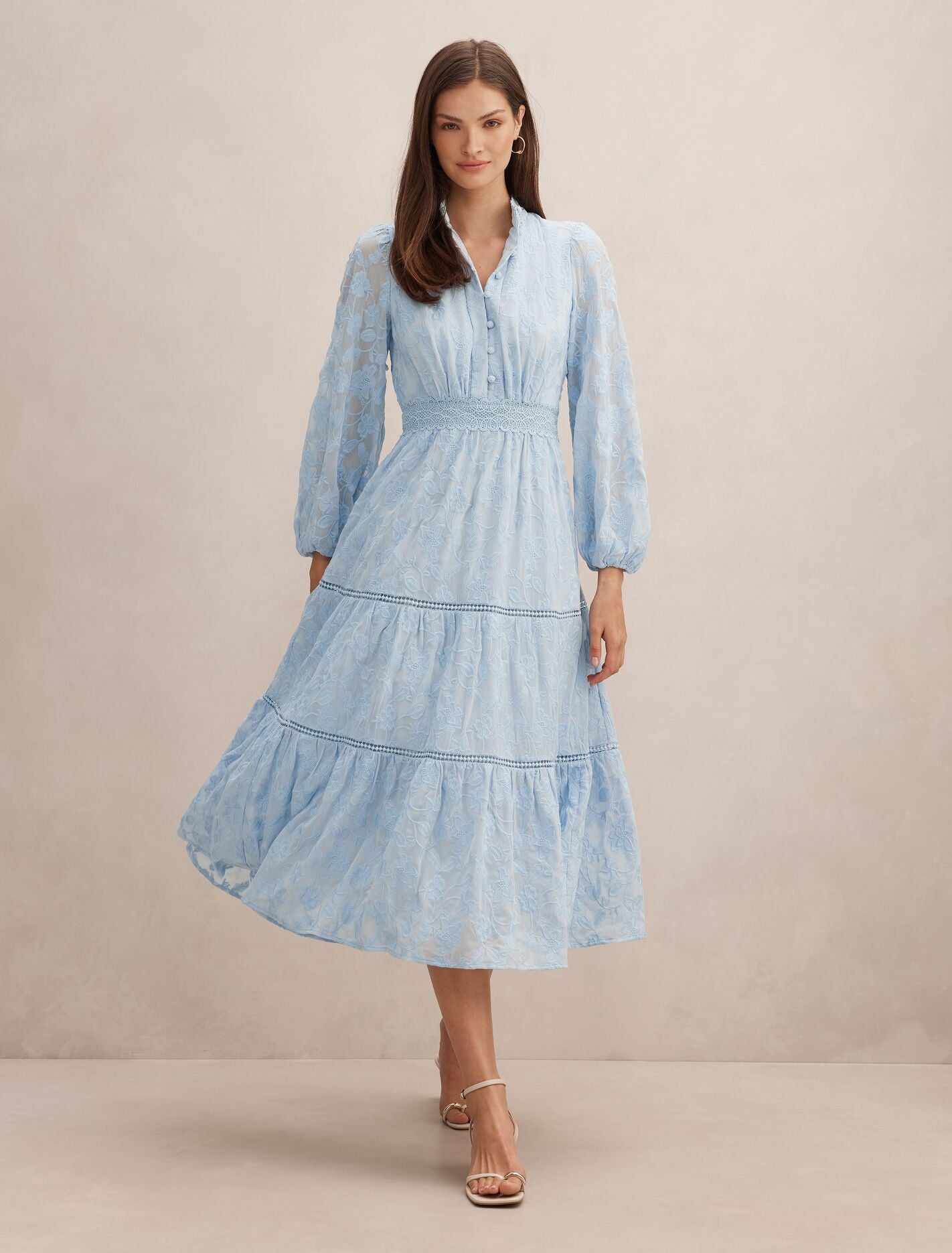 Blue Midi Dress - Nala Embroidered - Size 0 to 12