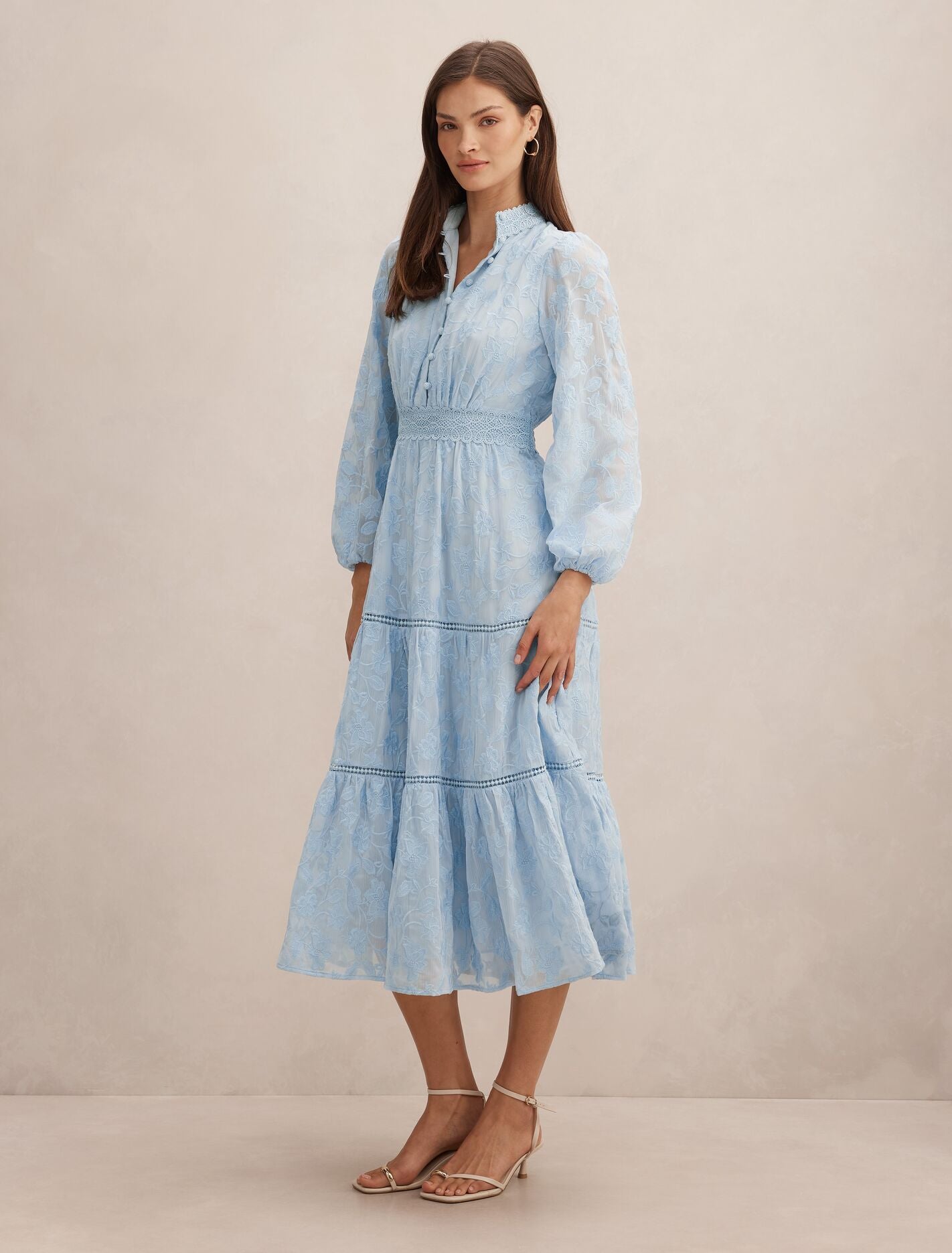 Blue Midi Dress - Nala Embroidered - Size 0 to 12