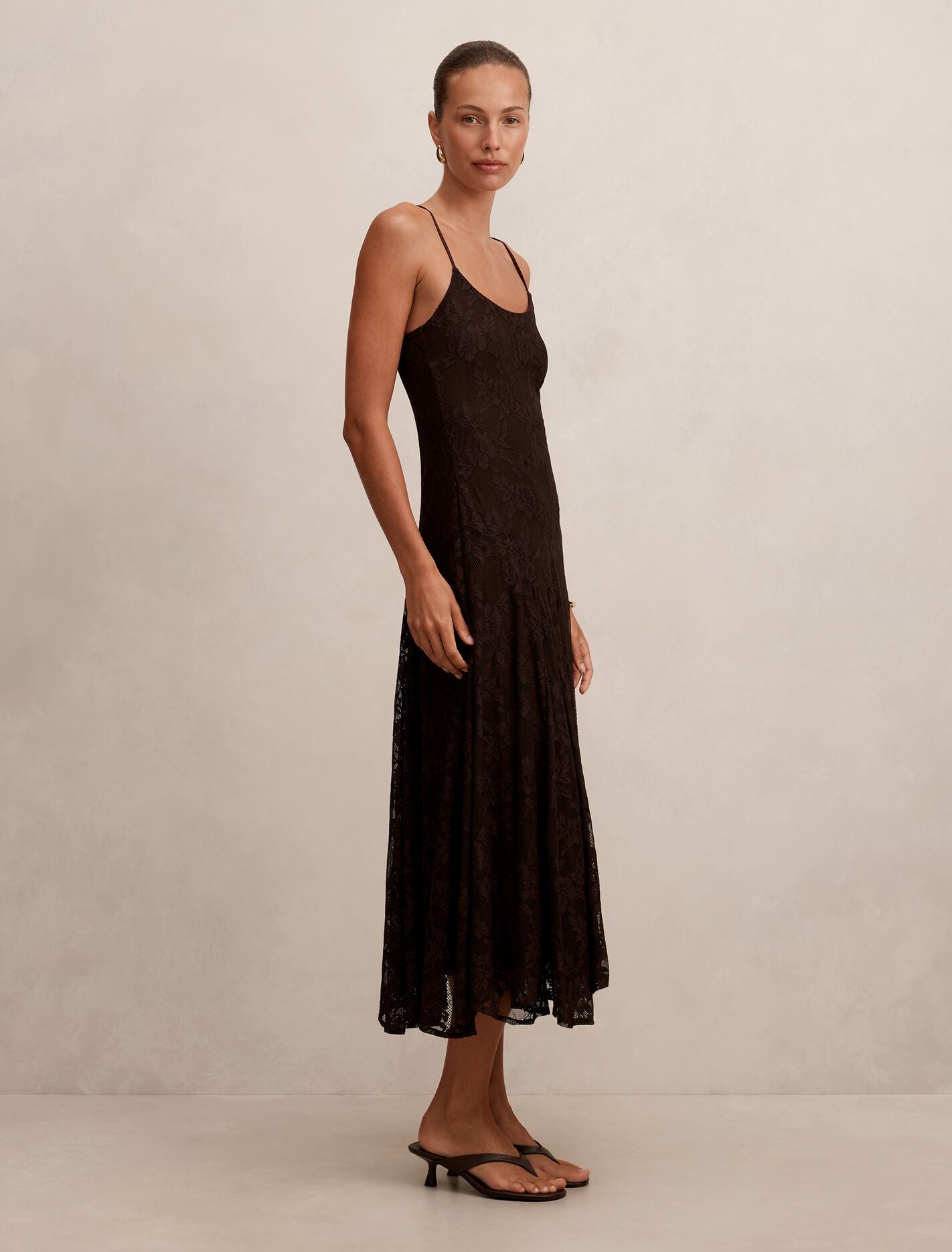 Brown Midi Dresses - Victoria Lace - Size 0 to 12 - Womens Lace
