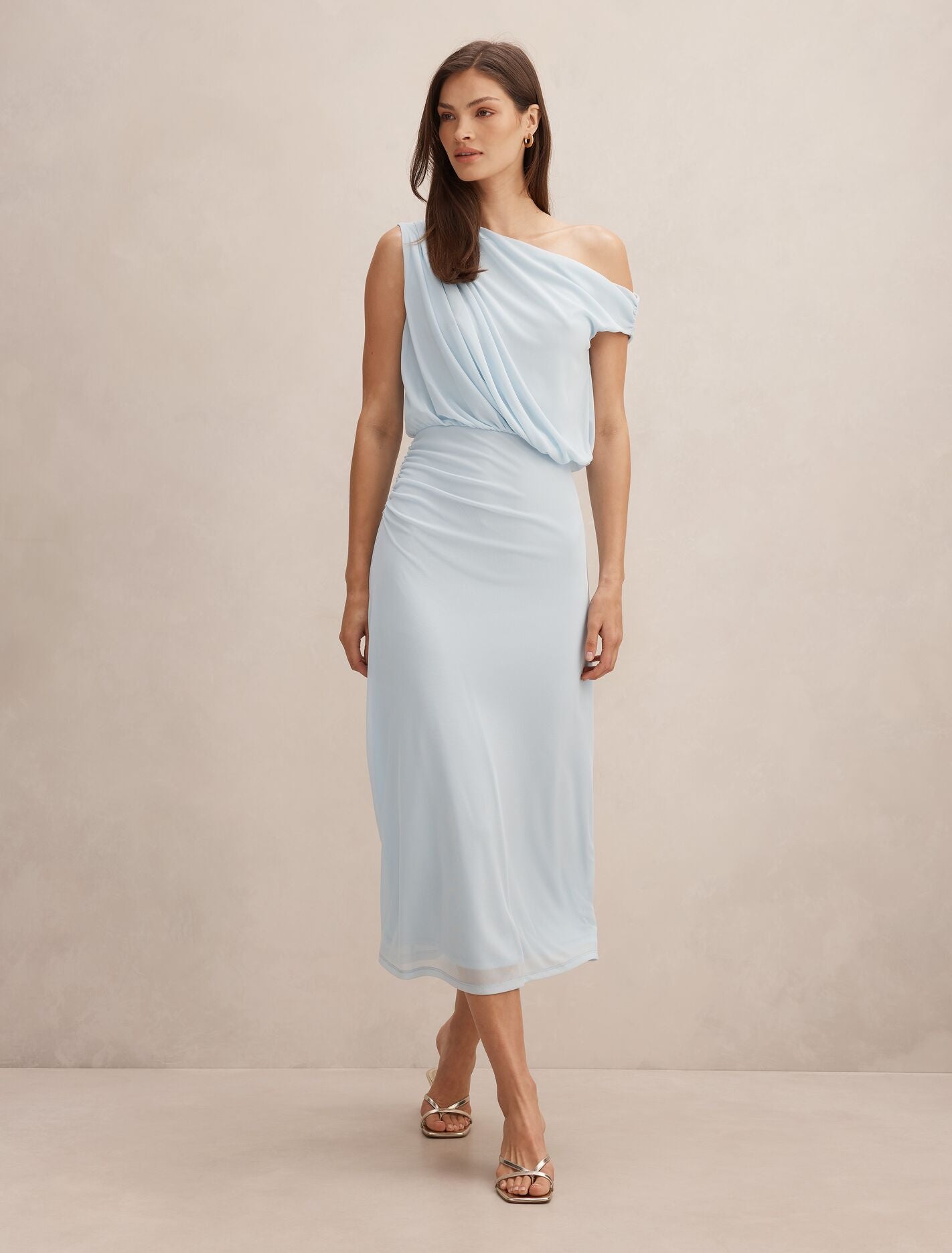 Blue Midi Dress - Honey Tipped Shoulder - Size 0 to 12
