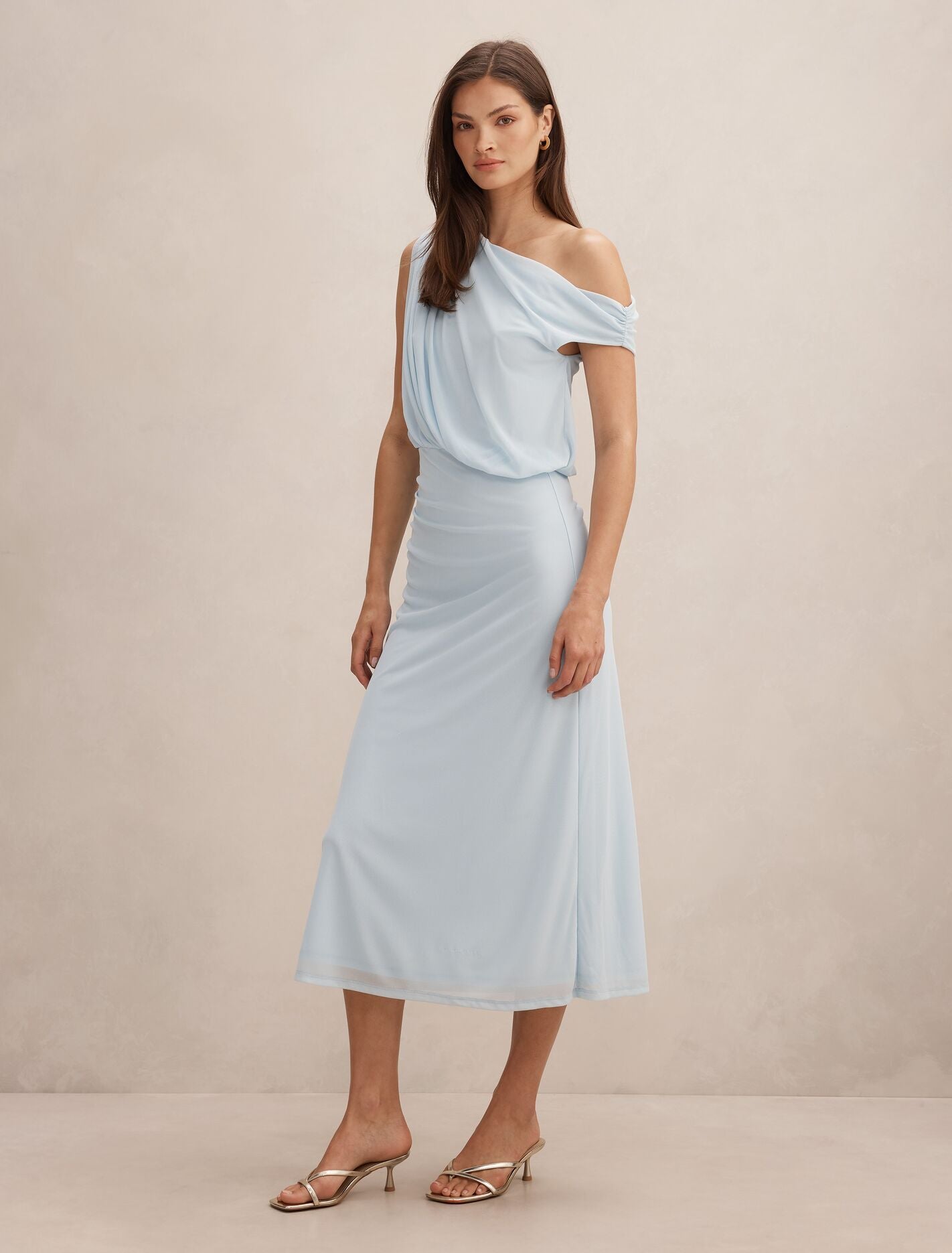 Blue Midi Dress - Honey Tipped Shoulder - Size 0 to 12 - Womens Midi Dresses Ever New USA Blue Midi Dress - Honey Tipped Shoulder - Size 0 to 12 - Womens Midi Dresses Ever New USA