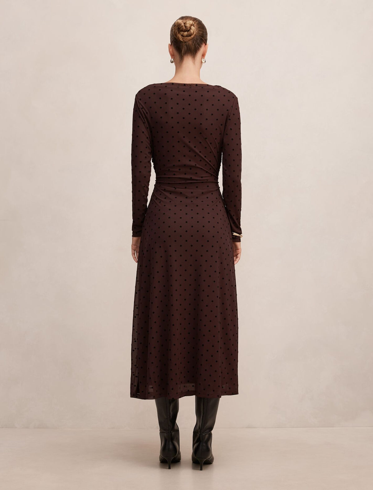 Bonnie Spot Mesh Midi Dress