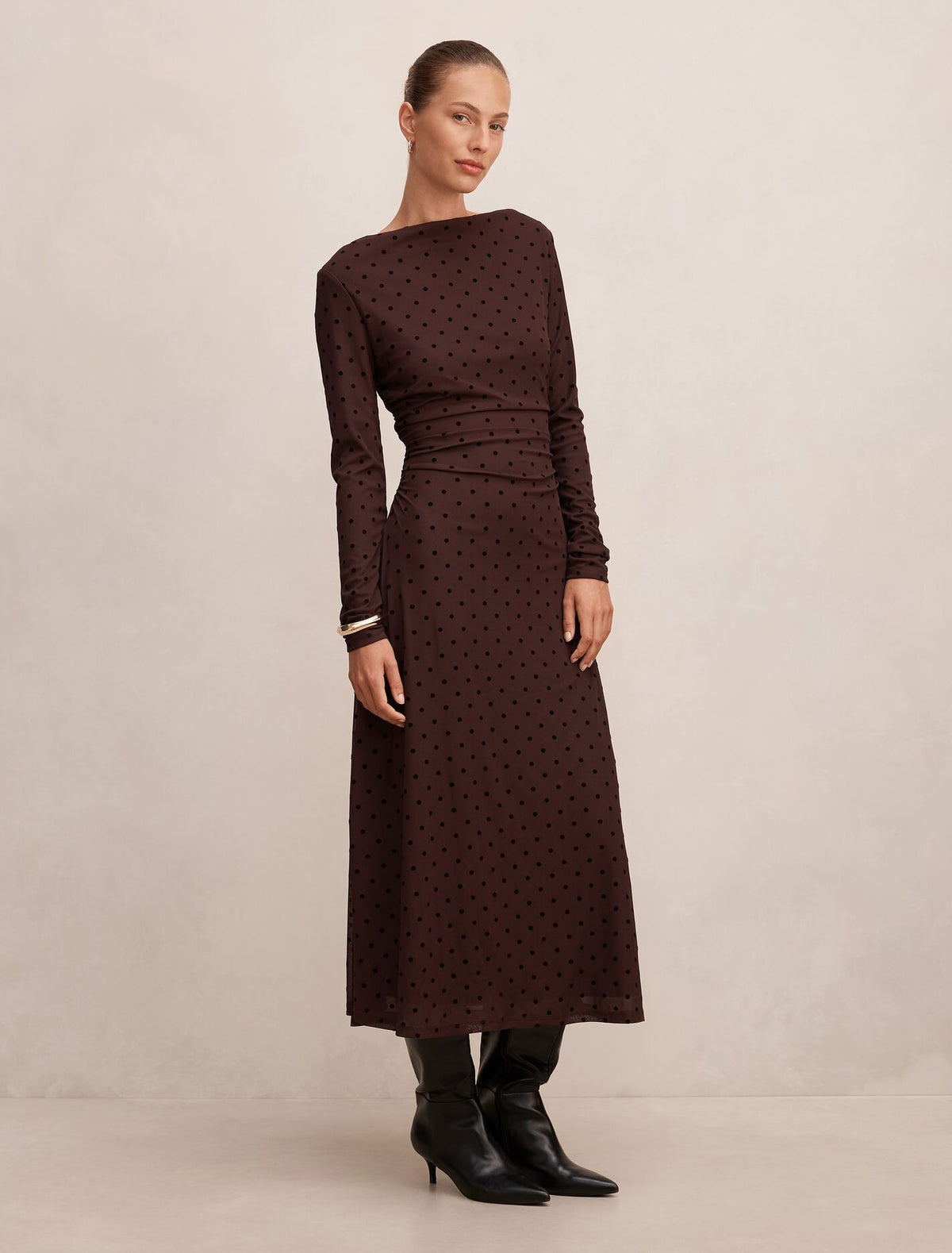 Bonnie Spot Mesh Midi Dress