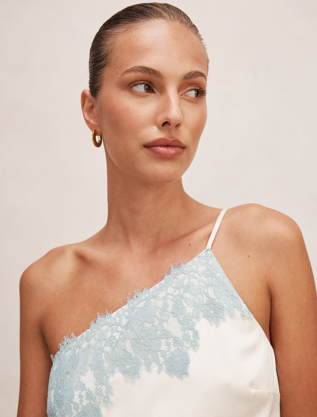 Adele One Shoulder Lace Trim Top